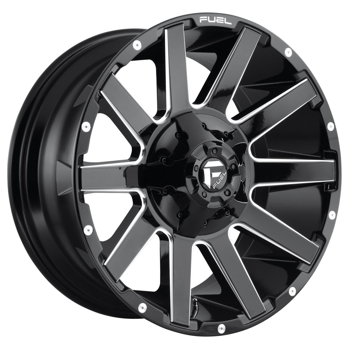 24x12 Fuel D615 CONTRA GLOSS BLACK MILLED Wheel 8x180 (-44mm)