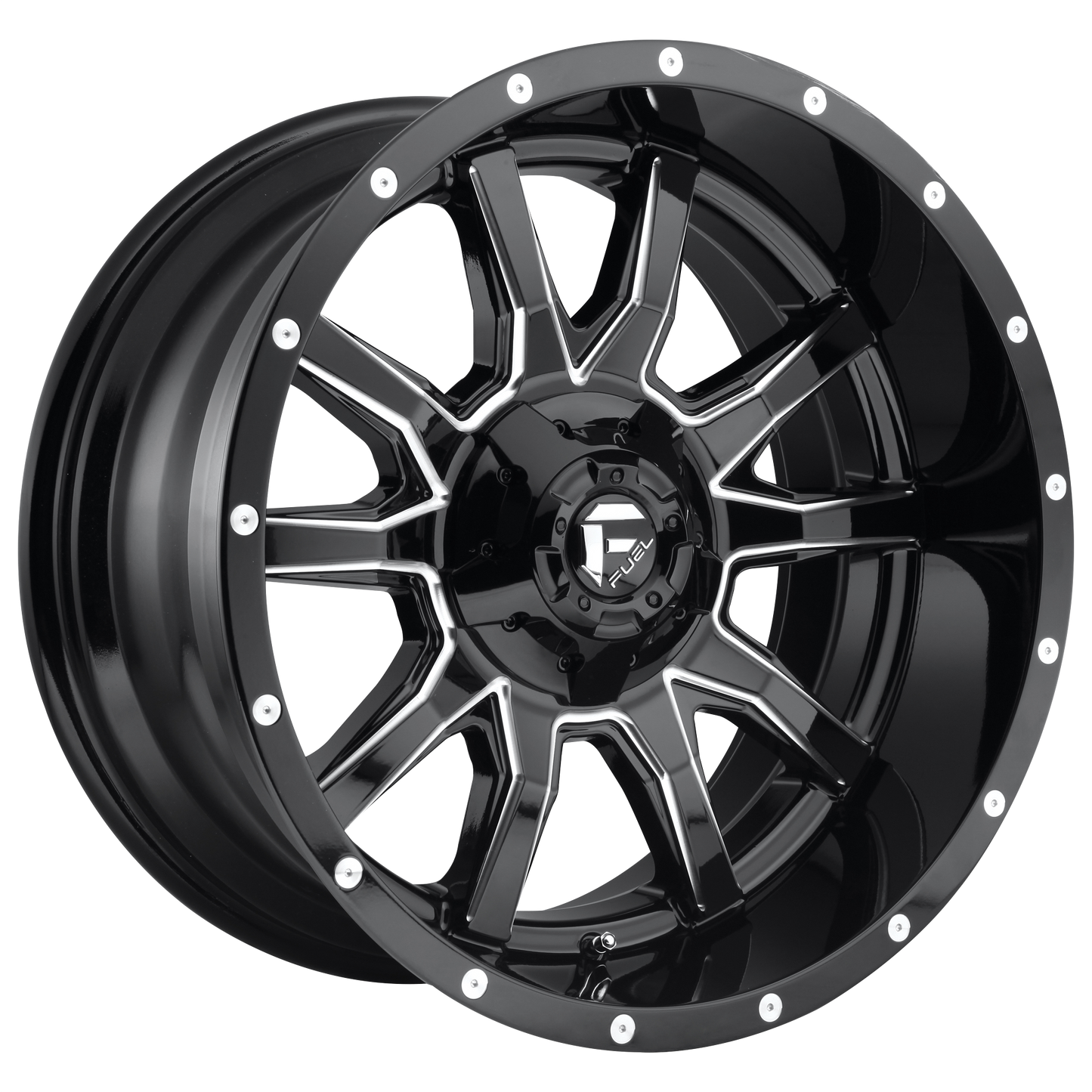22x12 Fuel D627 VANDAL GLOSS BLACK MILLED Wheel 8x180 (-43mm)