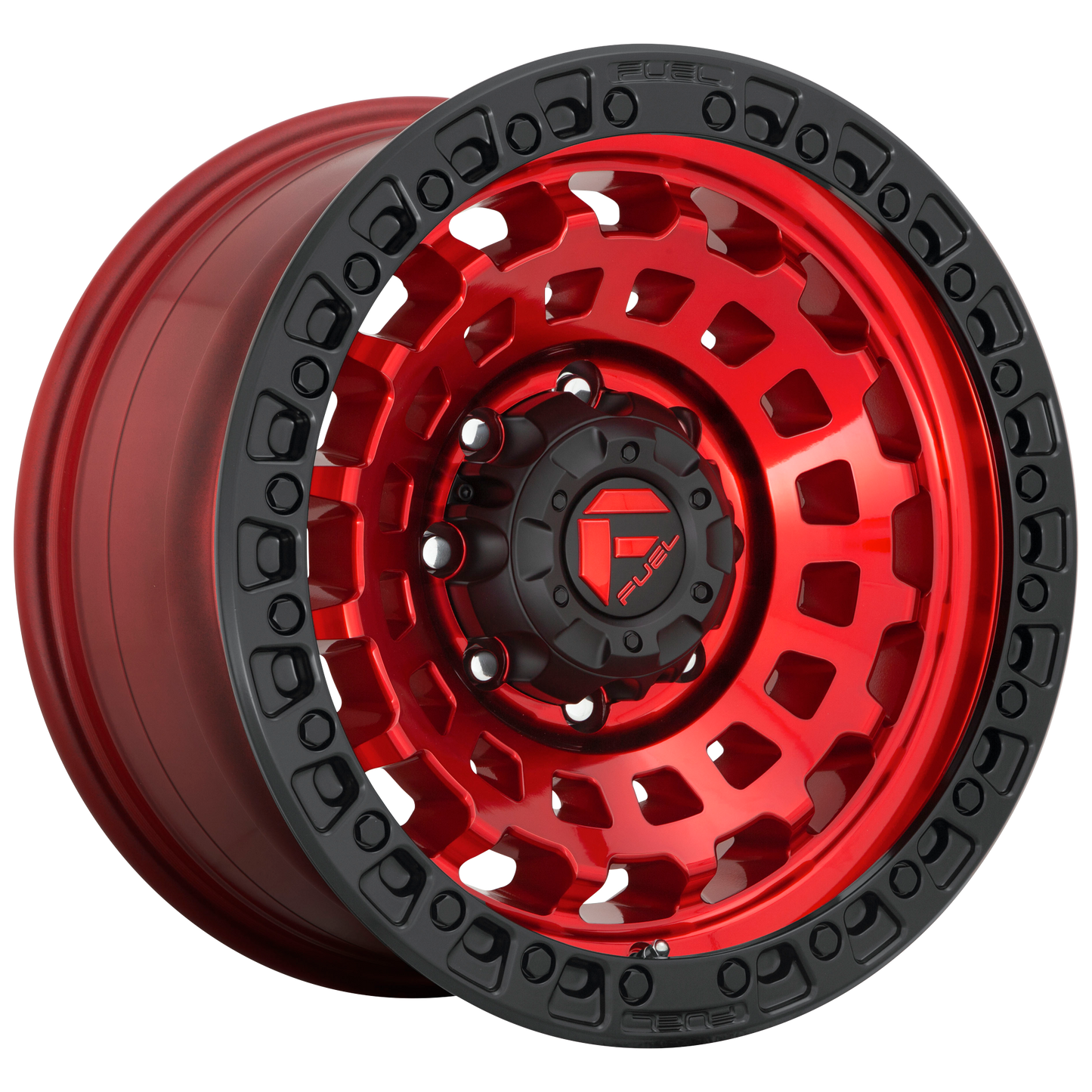 17x9 Fuel D632 ZEPHYR CANDY RED BLACK BEAD RING Wheel 8x180 (-12mm)