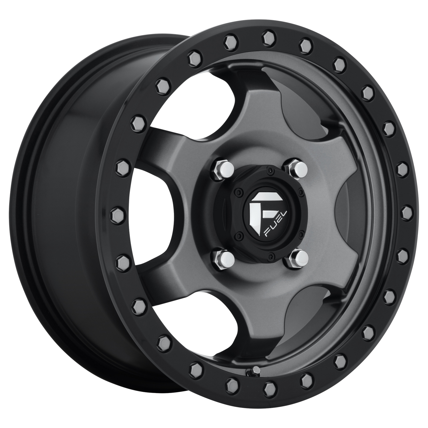 15x7 Fuel UTV D640 GATLING MATTE GUN METAL BLACK BEAD RING Wheel 4x156 (55mm)