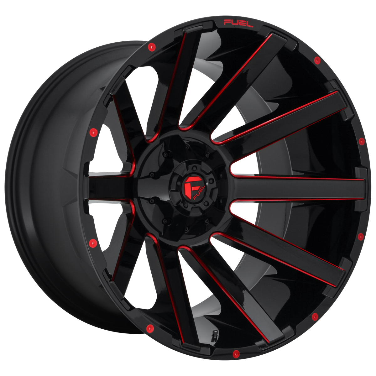 24x12 Fuel D643 CONTRA GLOSS BLACK RED TINTED CLEAR Wheel 8x170 (-44mm)