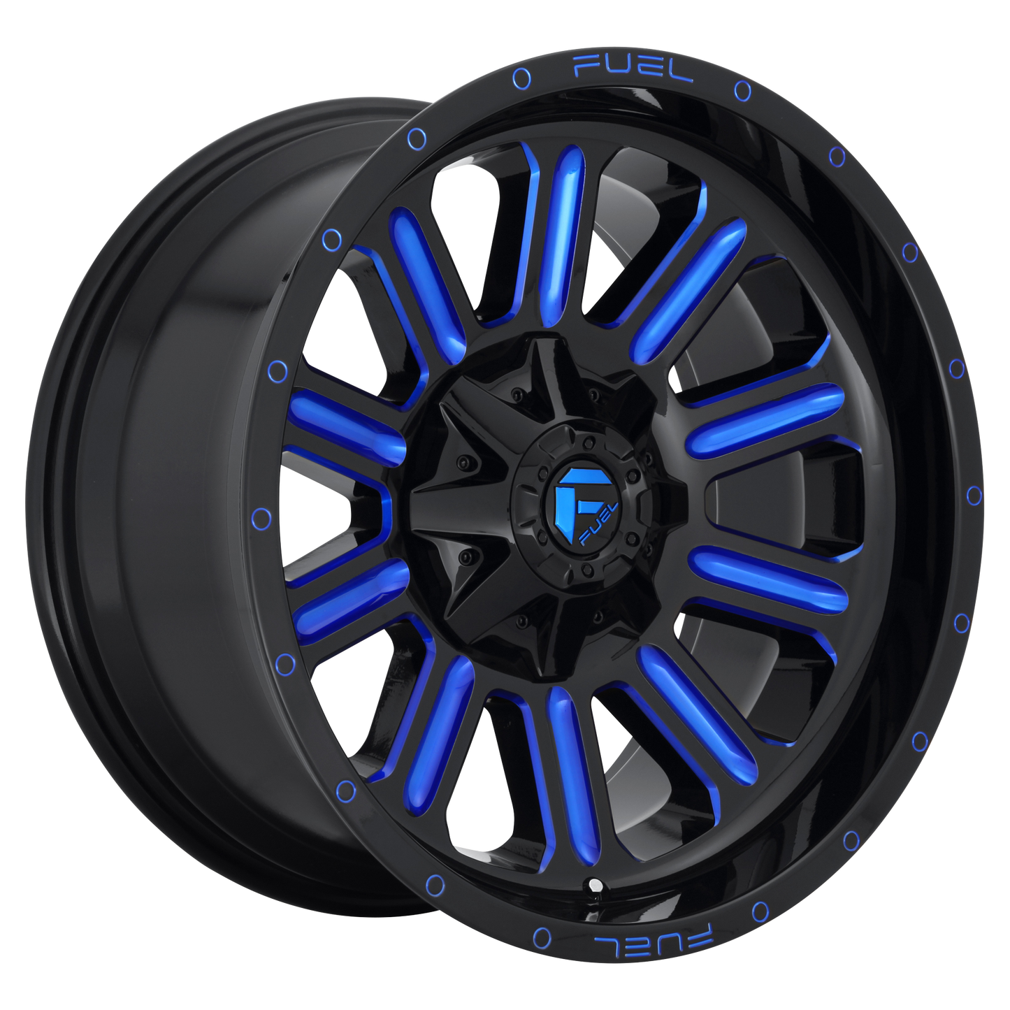 20x12 Fuel D646 HARDLINE GLOSS BLACK BLUE TINTED CLEAR Wheel 8x180 (-44mm)
