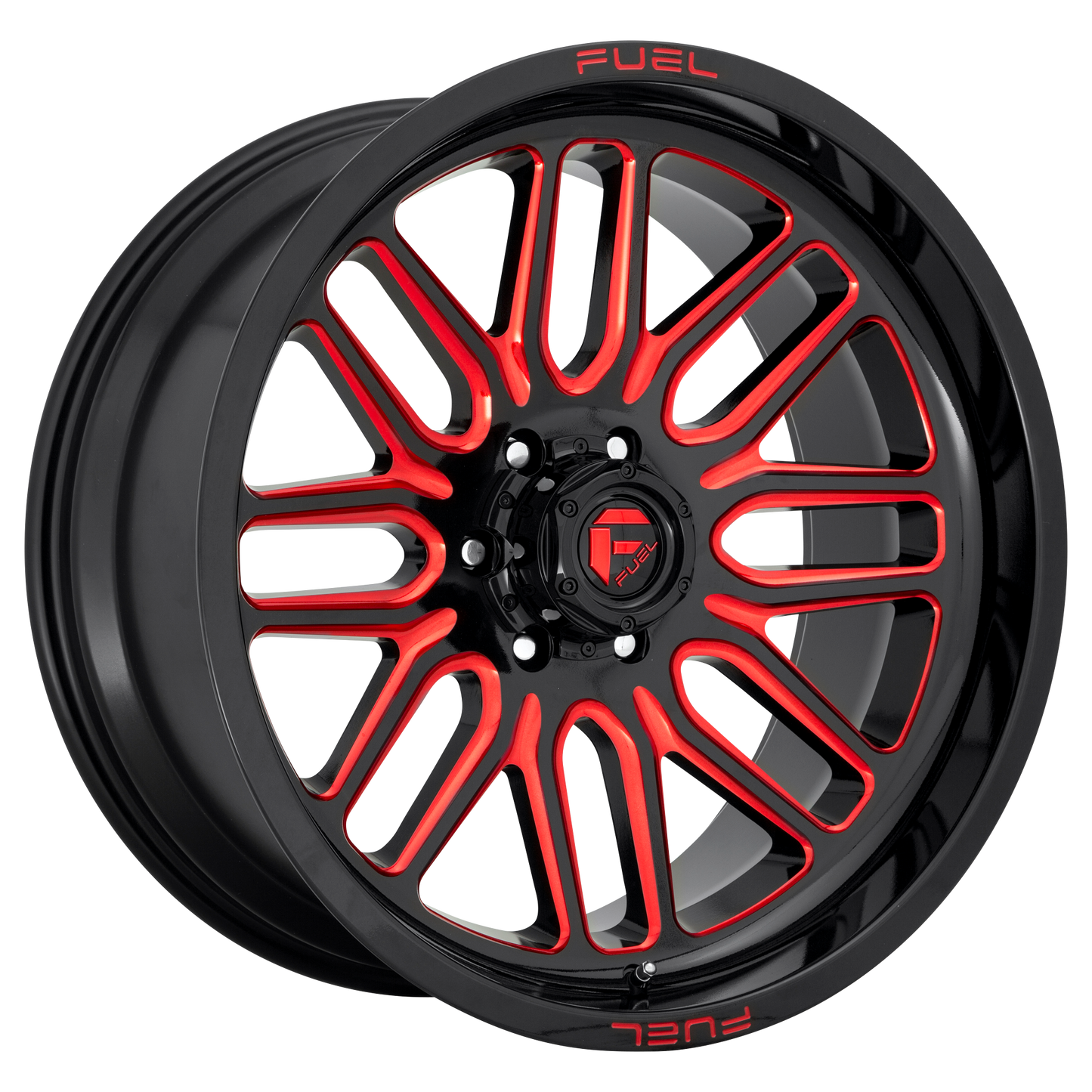 22x10 Fuel D663 IGNITE GLOSS BLACK RED TINTED CLEAR Wheel 6x5.5 (-18mm)