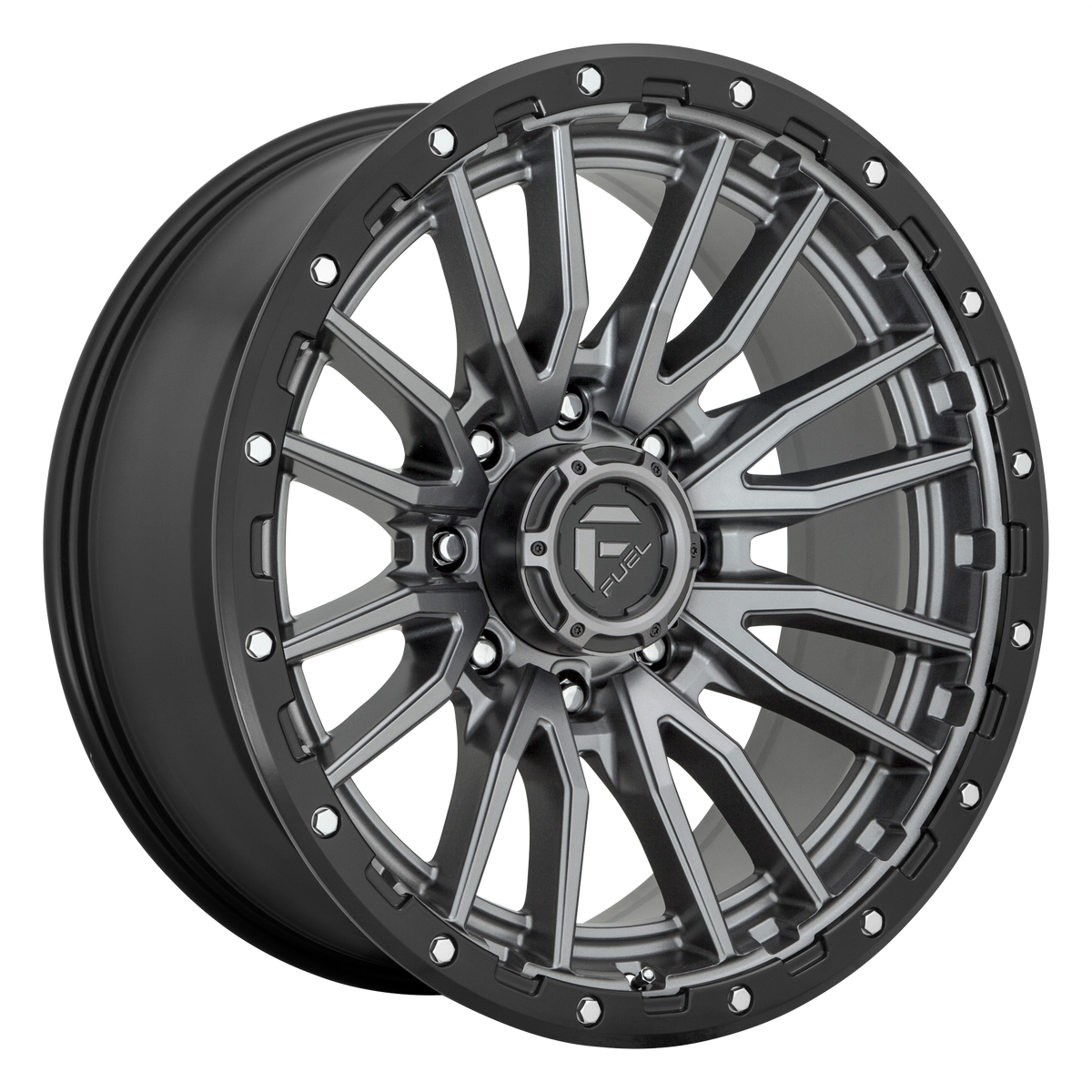 22x12 Fuel D680 REBEL MATTE GUN METAL BLACK BEAD RING Wheel 8x180 (-44mm)