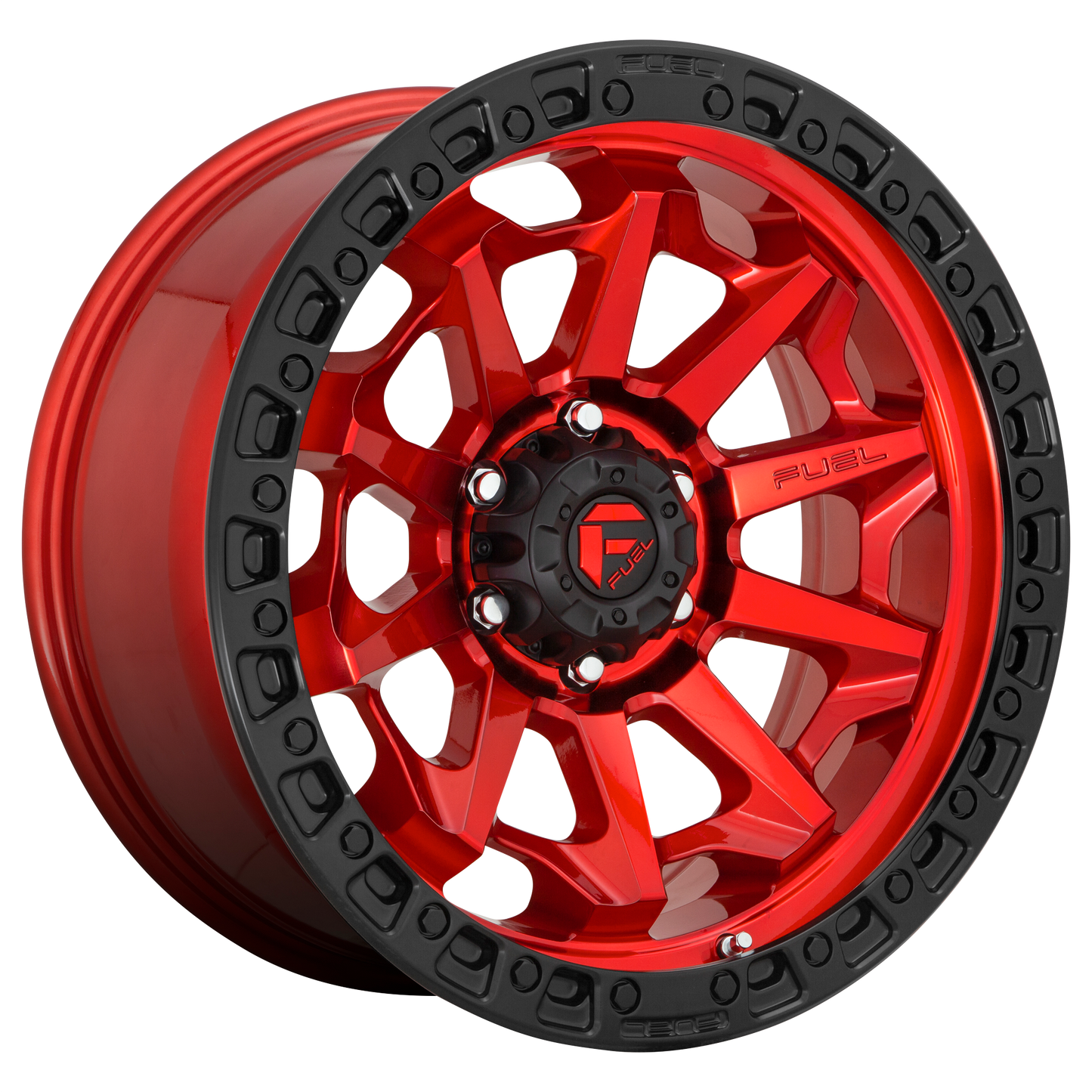 16x8 Fuel D695 COVERT CANDY RED BLACK BEAD RING Wheel 5x5.5 (1mm)
