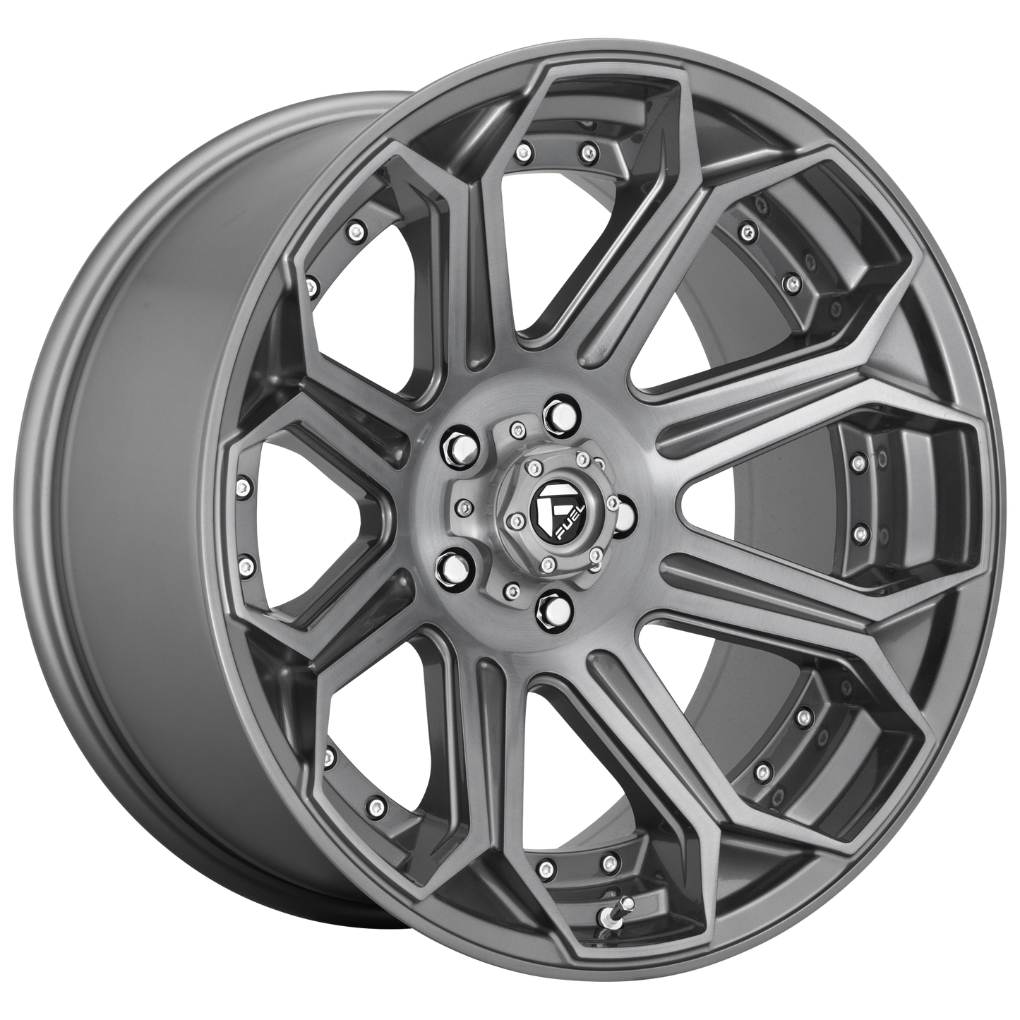 18x9 Fuel D705 SIEGE BRUSHED GUN METAL TINTED CLEAR Wheel 8x6.5 (1mm)