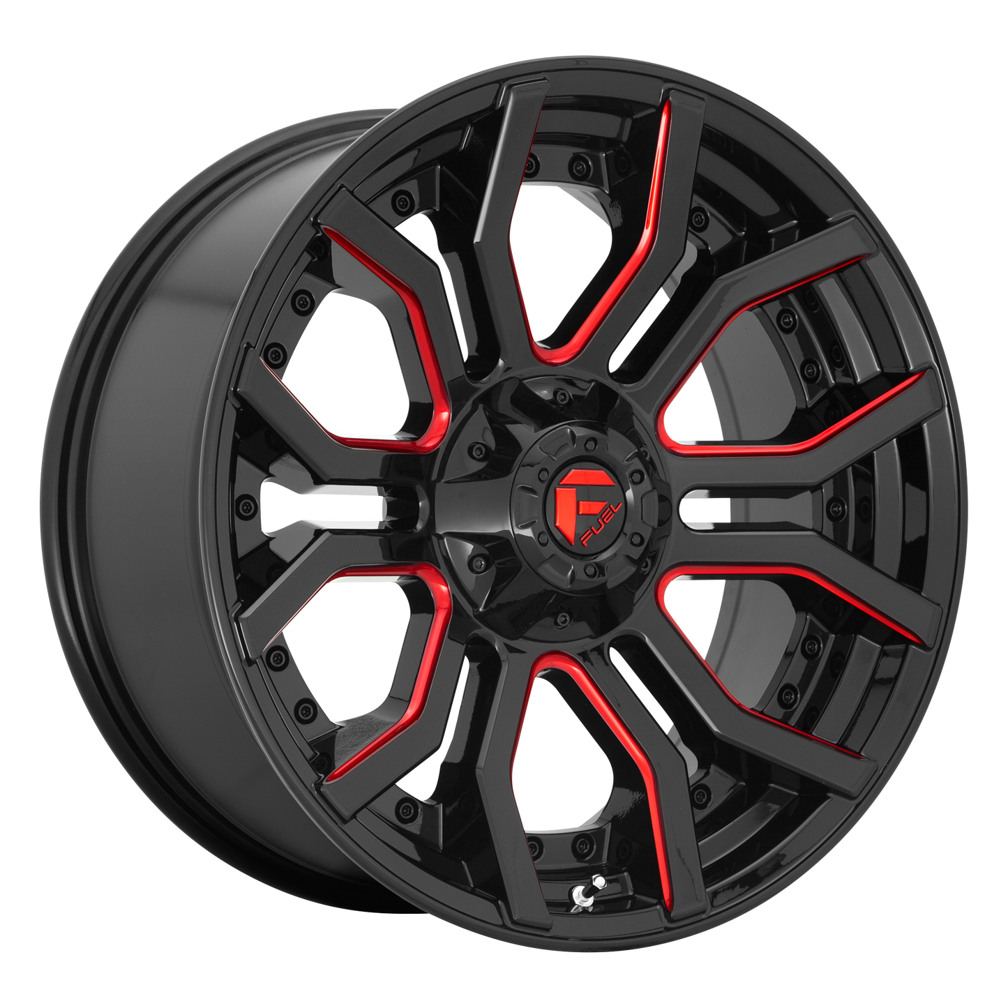 24x12 Fuel D712 RAGE GLOSS BLACK RED TINTED CLEAR Wheel 6x5.5/6x135 (-44mm)