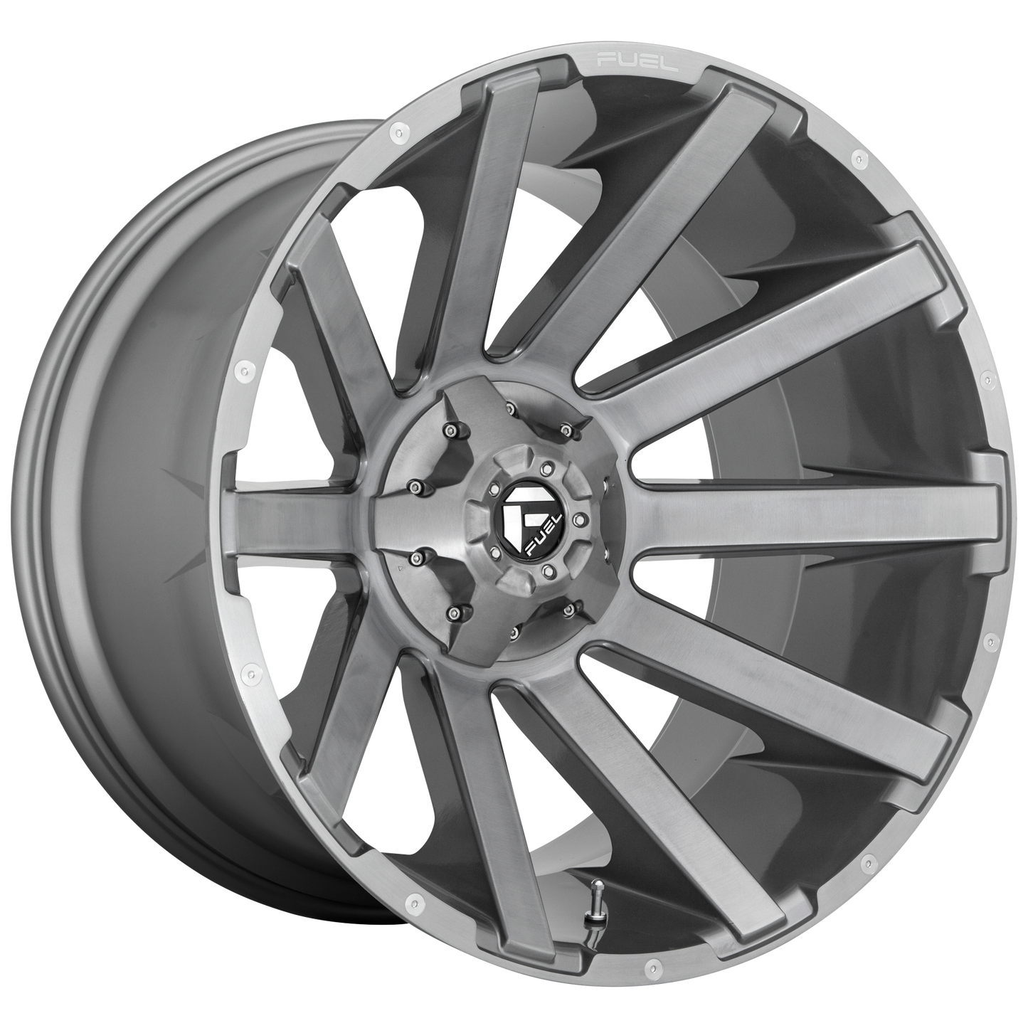 22x12 Fuel D714 CONTRA PLAT BRUSH GUN MTL TINT Wheel 5x5/5x5.5 (-44mm)