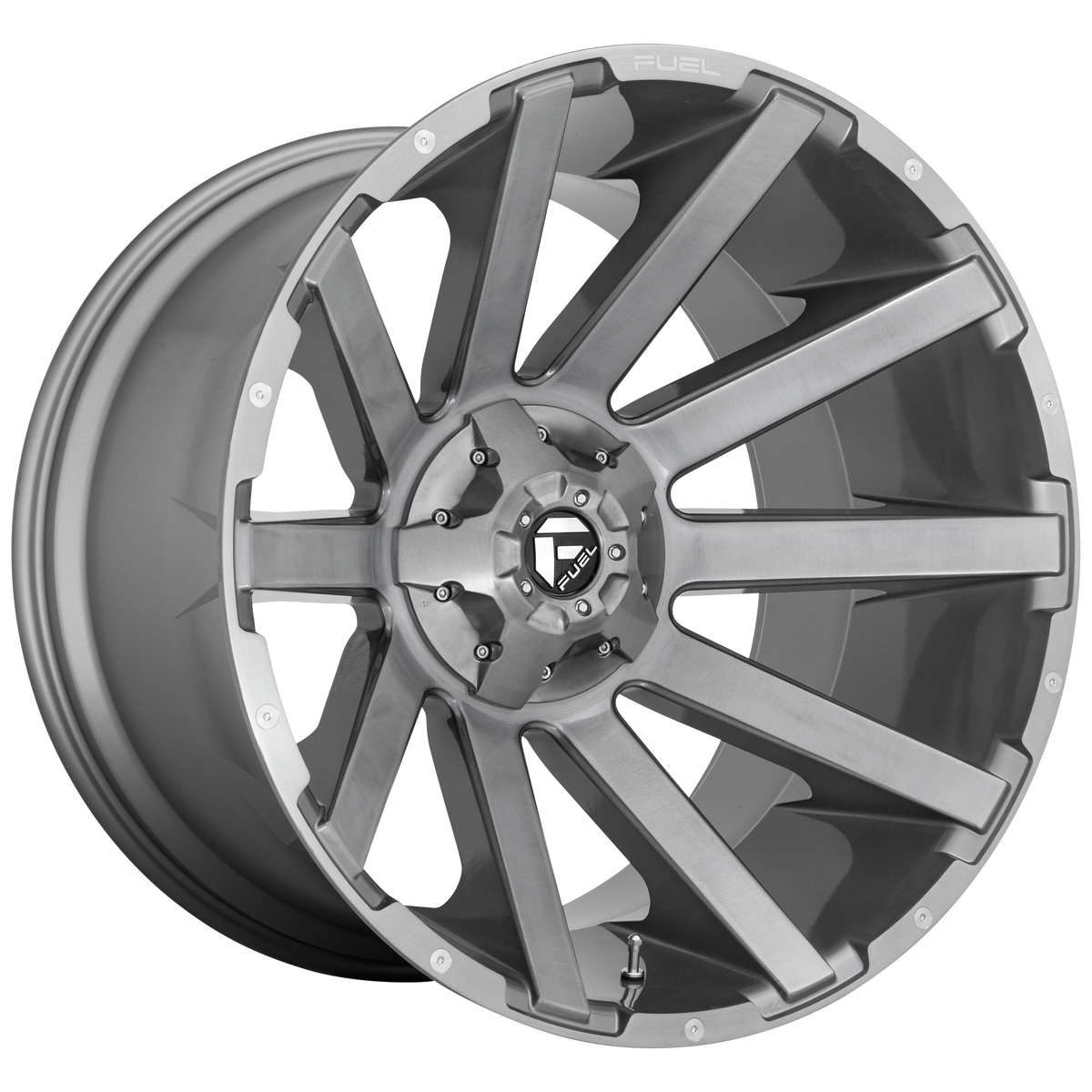 22x12 Fuel D714 CONTRA PLAT BRUSH GUN MTL TINT Wheel 5x5/5x5.5 (-44mm)