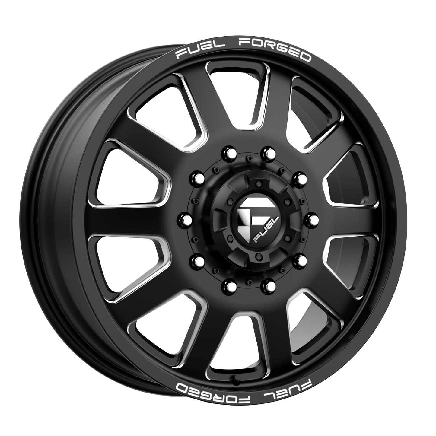 24x12 Fuel Forged FF09 Matte Black Milled Single DUALLY Wheel 10x170 (-50mm)
