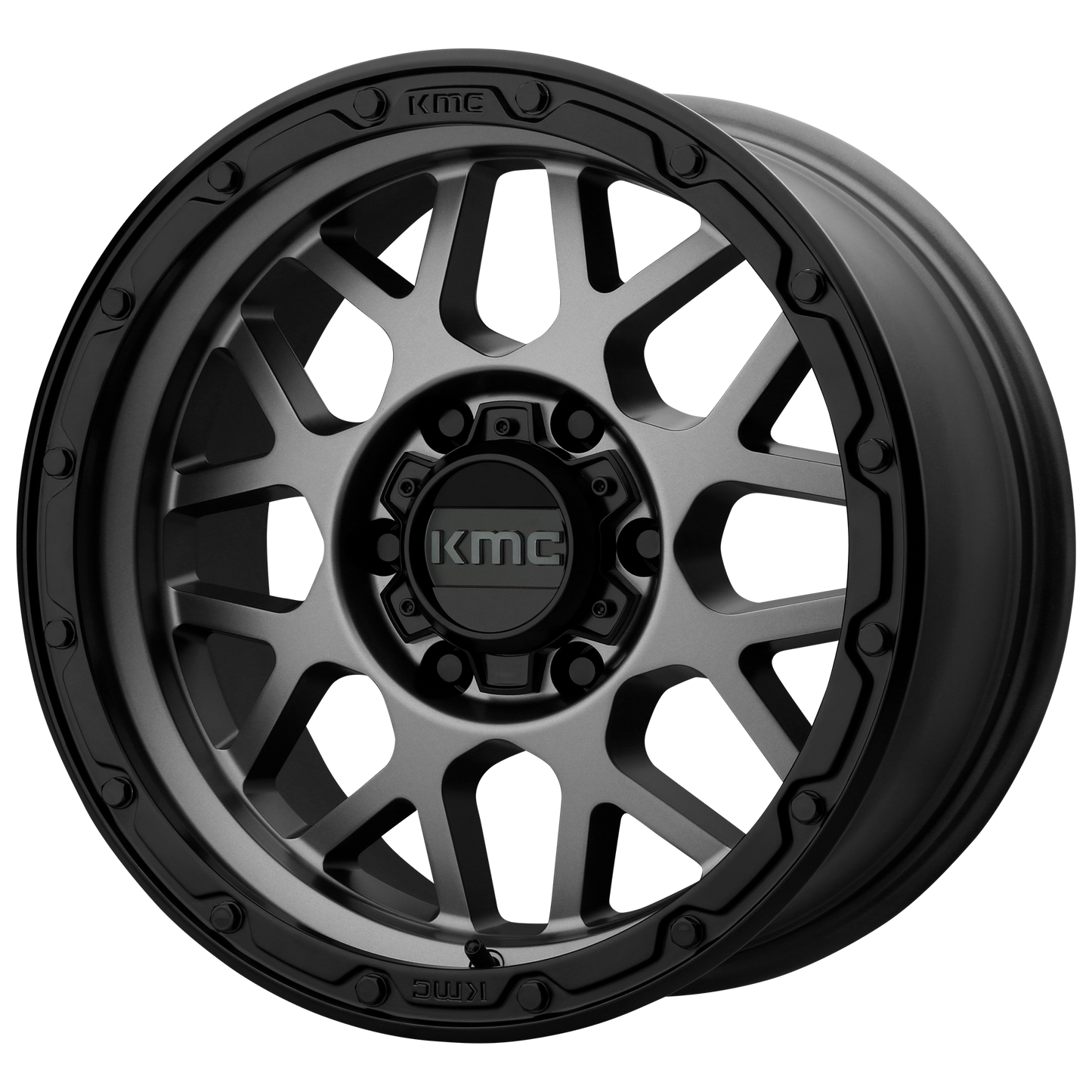 17x8.5 KMC KM535 GRENADE OFF-ROAD Matte Gray Matte Black Lip Wheel 8x180 (0mm)