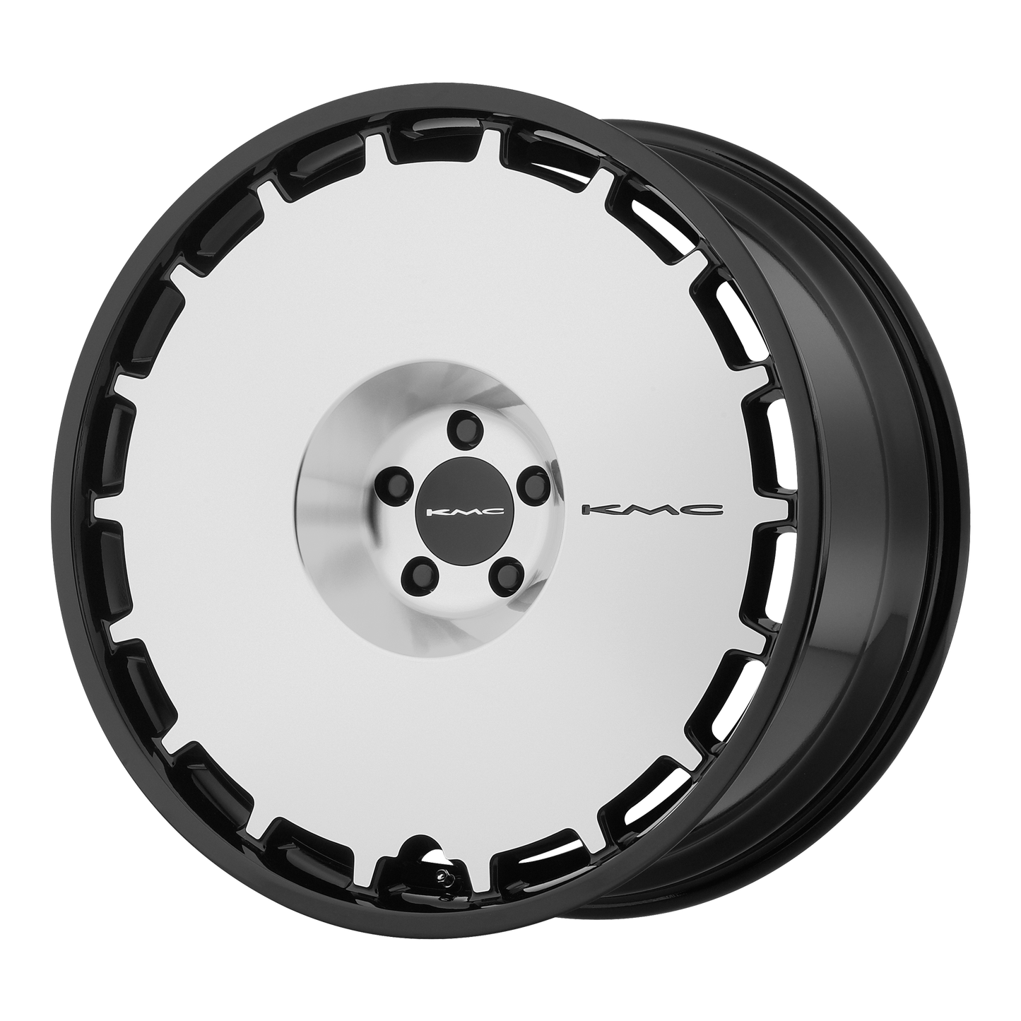 22x9 KMC KM689 SKILLET Gloss Black Machined Face Wheel 5x115 (15mm)