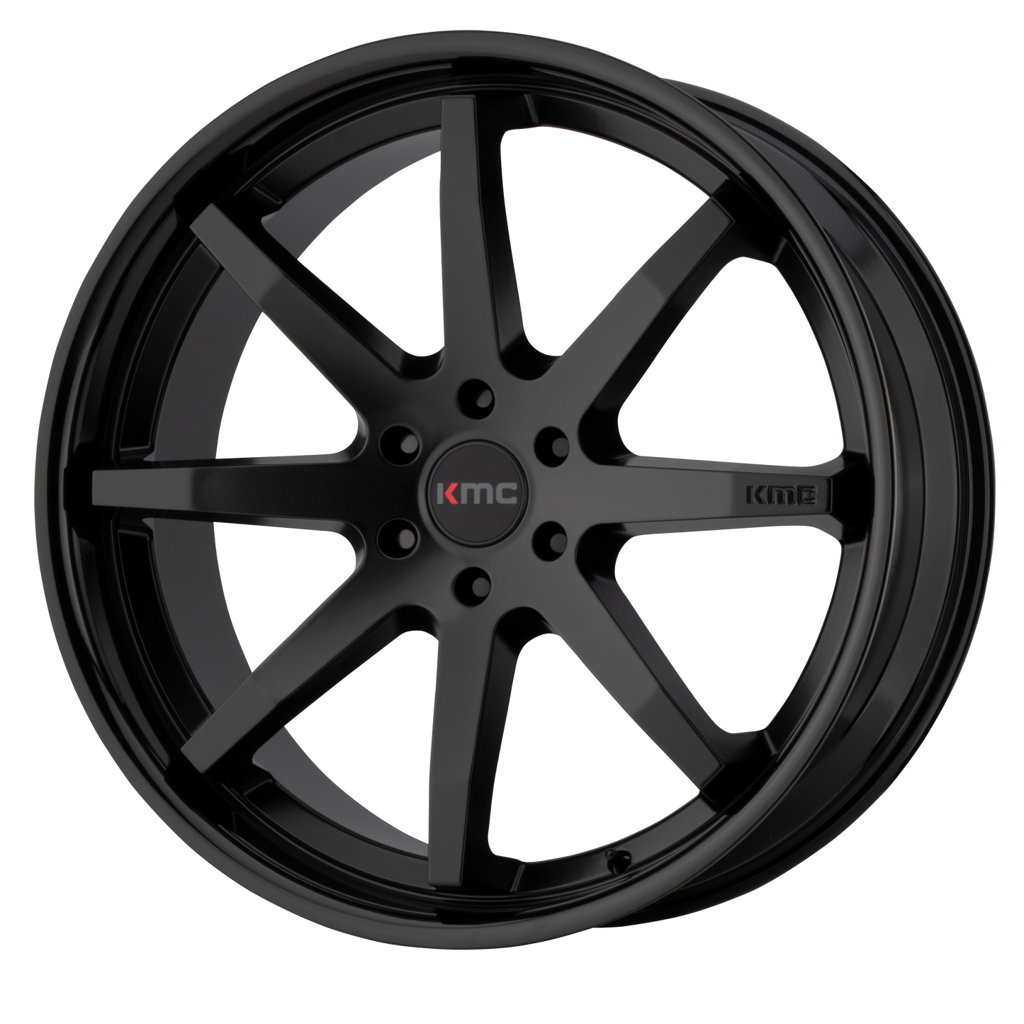 22x9.5 KMC KM715 REVERB Satin Black Gloss Black Lip Wheel 6x5.5 (30mm)