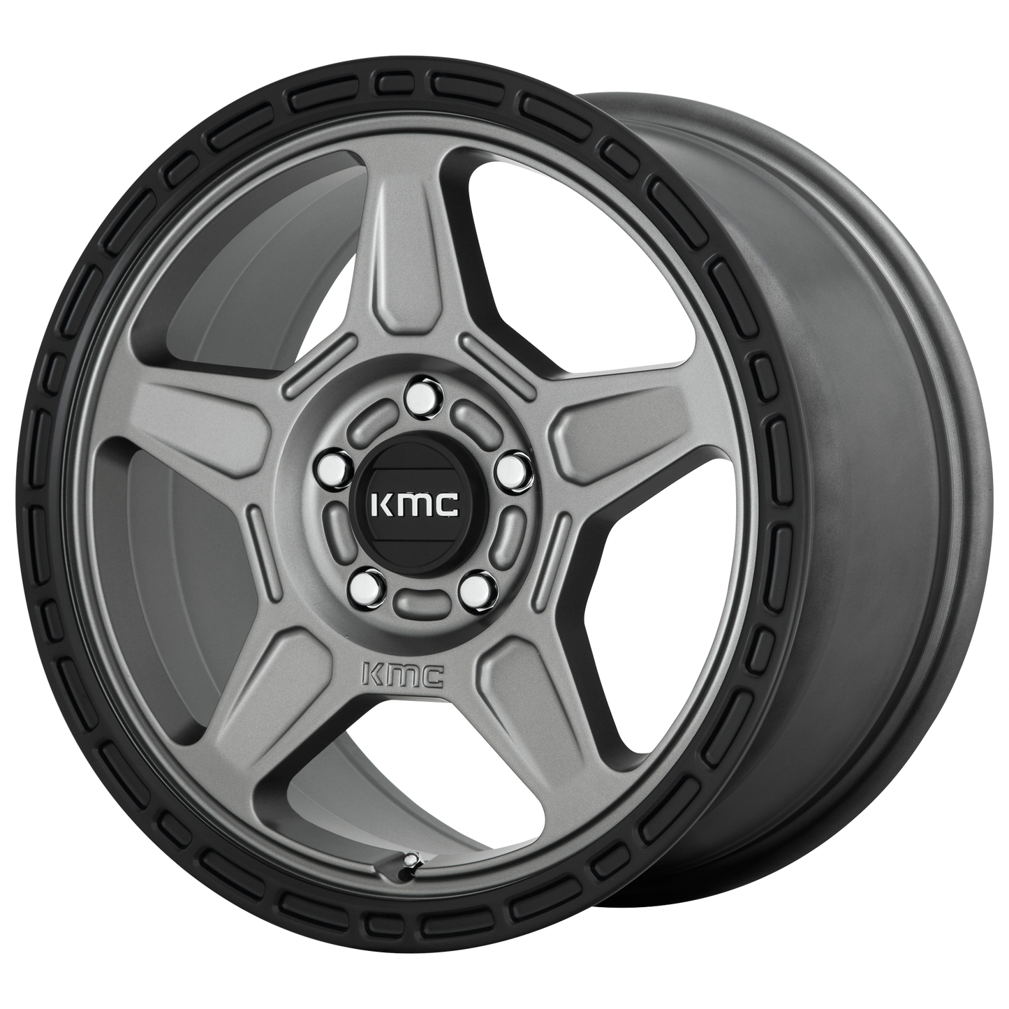 18x8 KMC KM721 ALPINE Satin Gray With Black Lip Wheel 5x110 (38mm)
