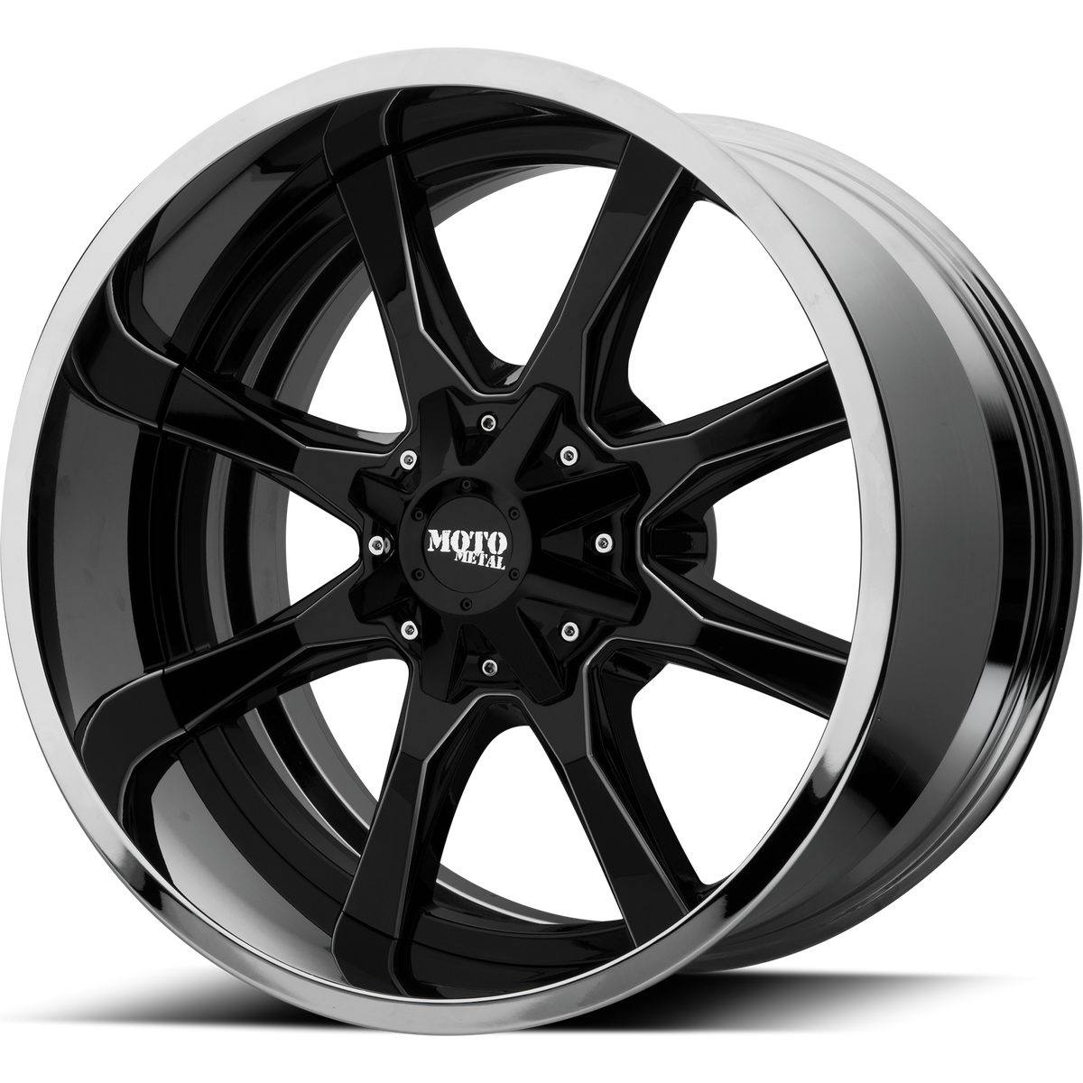 20x10 Moto Metal MO201 Black W/Chrome Lip Wheel 8x6.5 (-18mm)