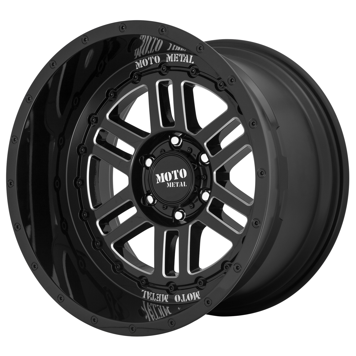 20x12 Moto Metal MO800 DEEP SIX Gloss Black Milled Wheel 8x170 (-44mm)