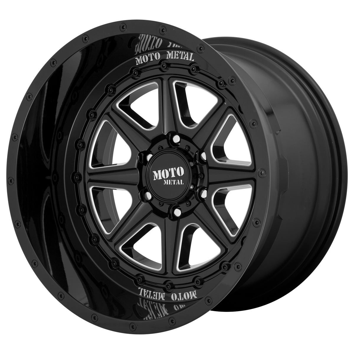 20x10 Moto Metal MO801 PHANTOM Gloss Black Milled Wheel 8x170 (-18mm)