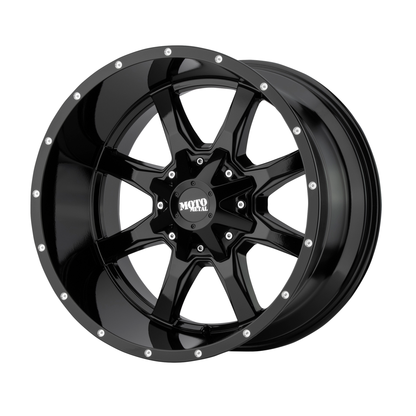 22x10 Moto Metal MO970 Gloss Black W/ Milled Lip Wheel 5x5/5x5.5 (-18mm)