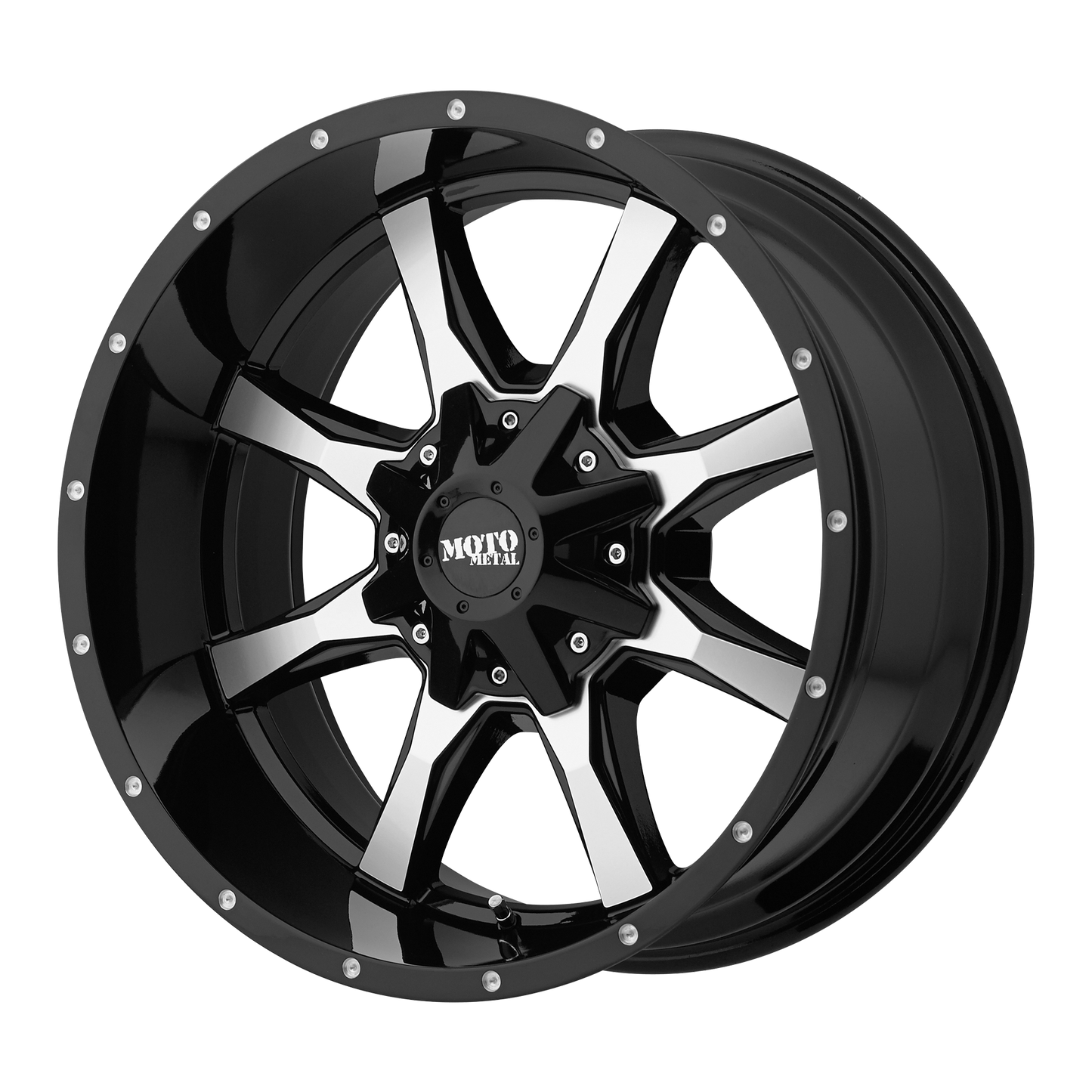 20x12 Moto Metal MO970 Gloss Black Machined Face Wheel 8x180 (-44mm)