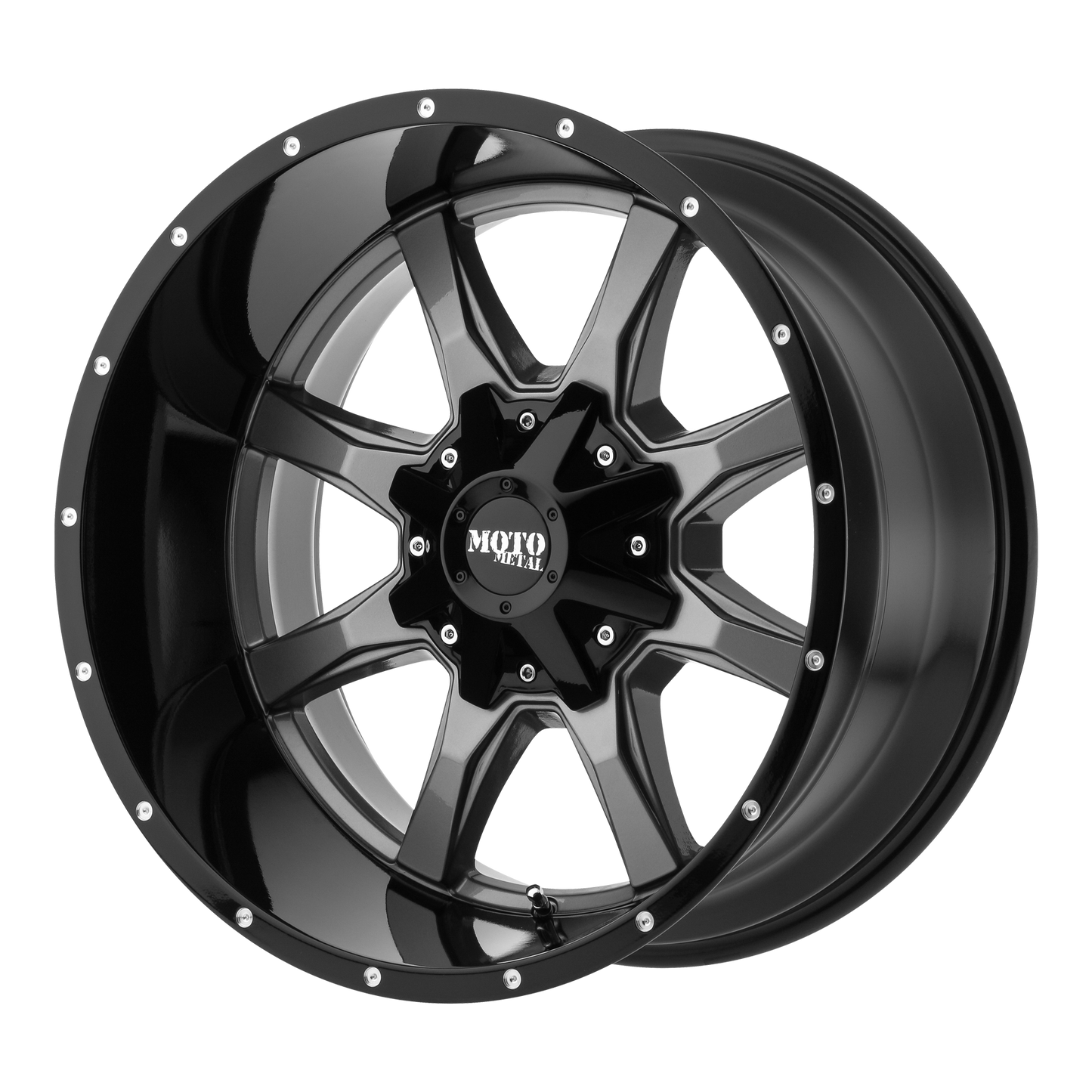 20x10 Moto Metal MO970 Gloss Gray Center Gloss Black Lip Wheel BLANK (-24mm)