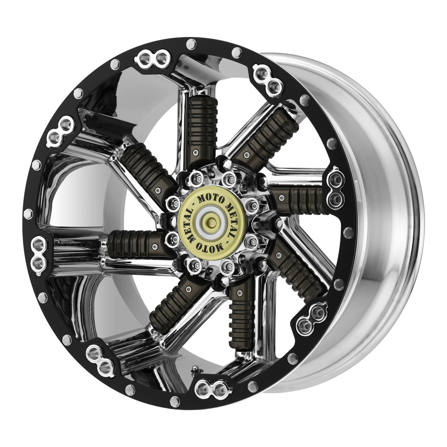 20x12 Moto Metal MO979 BUCKSHOT Chrome W/ Gun Mtl Ins Wheel BLANK (-44mm)