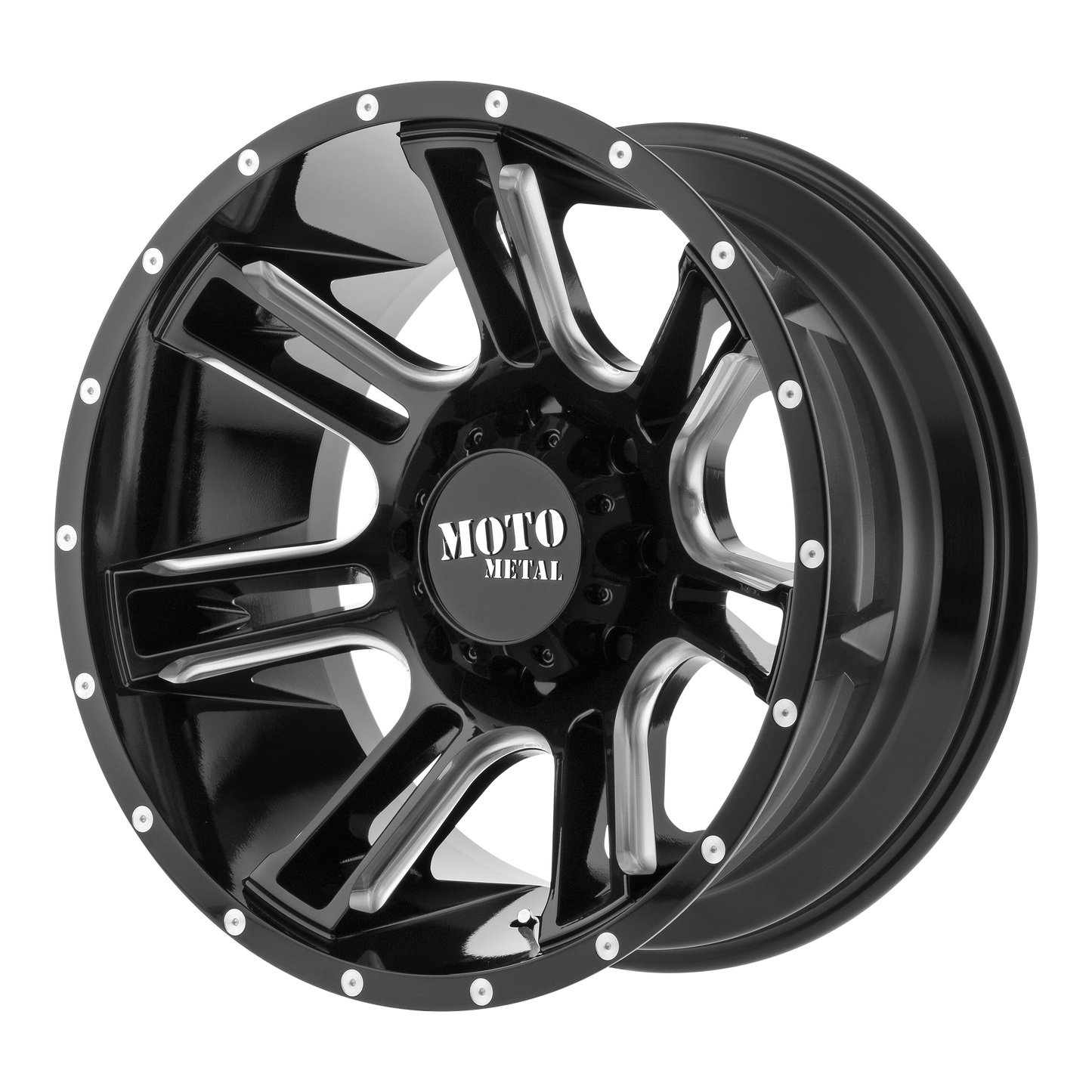 20x9 Moto Metal MO982 AMP Gloss Black Milled Wheel 5x5 (0mm)
