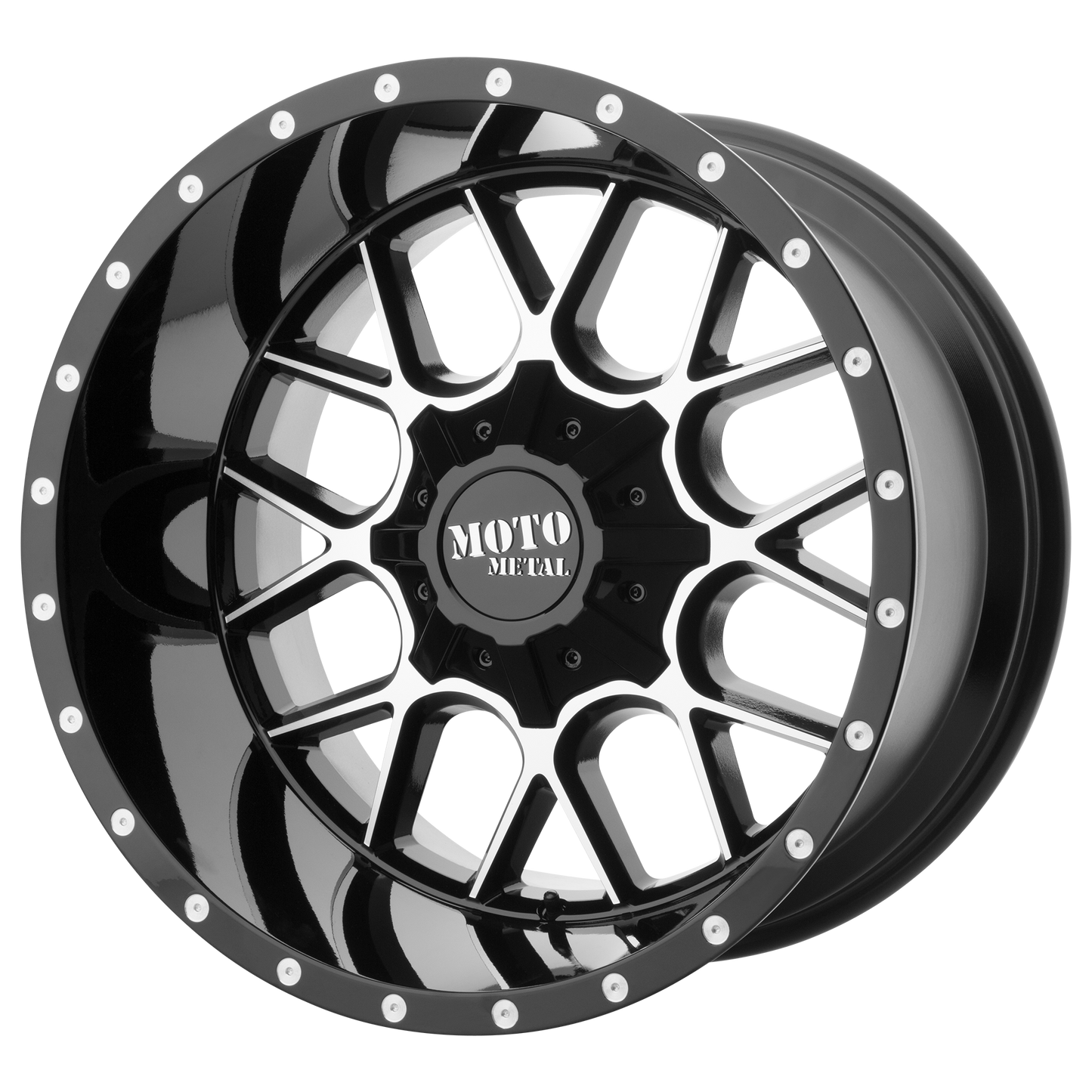 22x10 Moto Metal MO986 SIEGE Gloss Black Machined Wheel 5x5.5/5x150 (12mm)