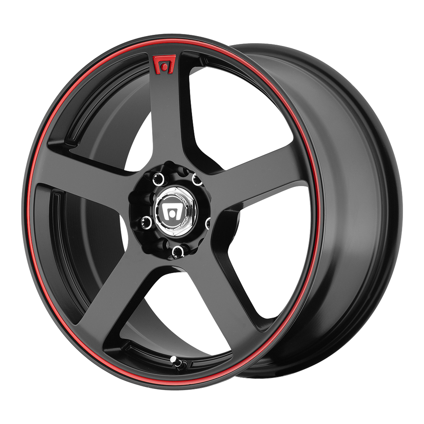 18x8 Motegi MR116 FS5 Matte Black Red Racing Stripe Wheel 4x4.25/4x4.5 (45mm)
