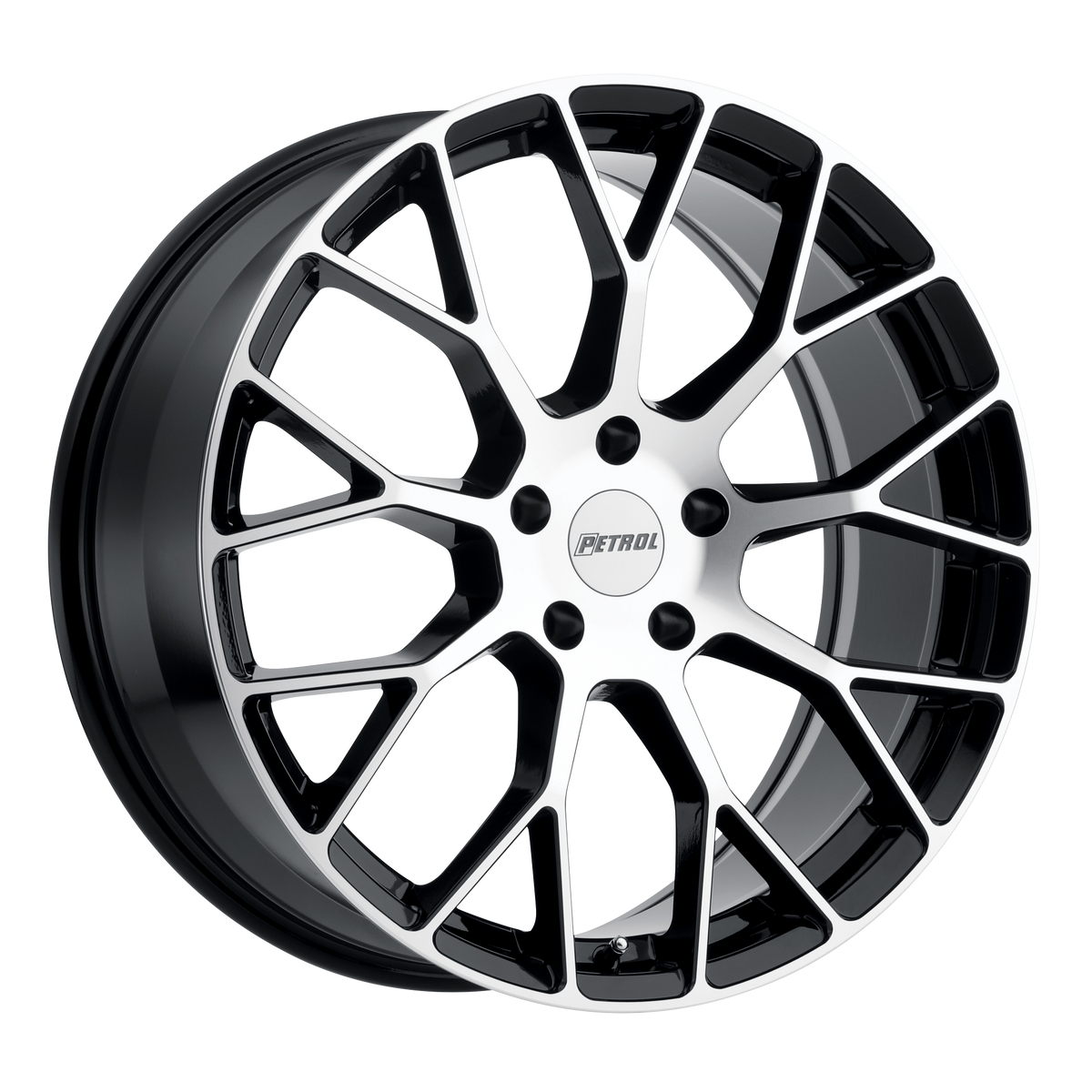 15x7 Petrol P2B GLOSS BLACK W/ MACHINED FACE Wheel 5x4.5 (40mm)