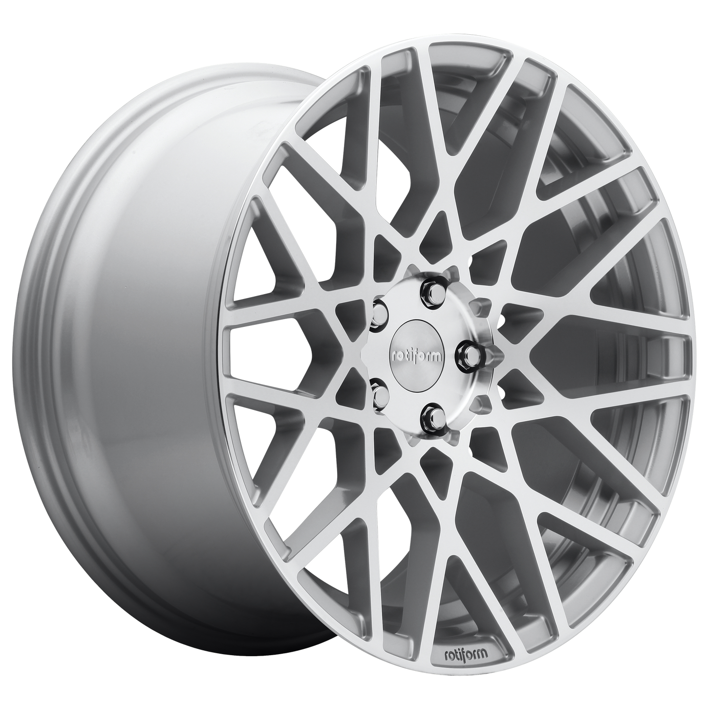 19x8.5 Rotiform R110 BLQ GLOSS SILVER MACHINED Wheel 5x112 (35mm)