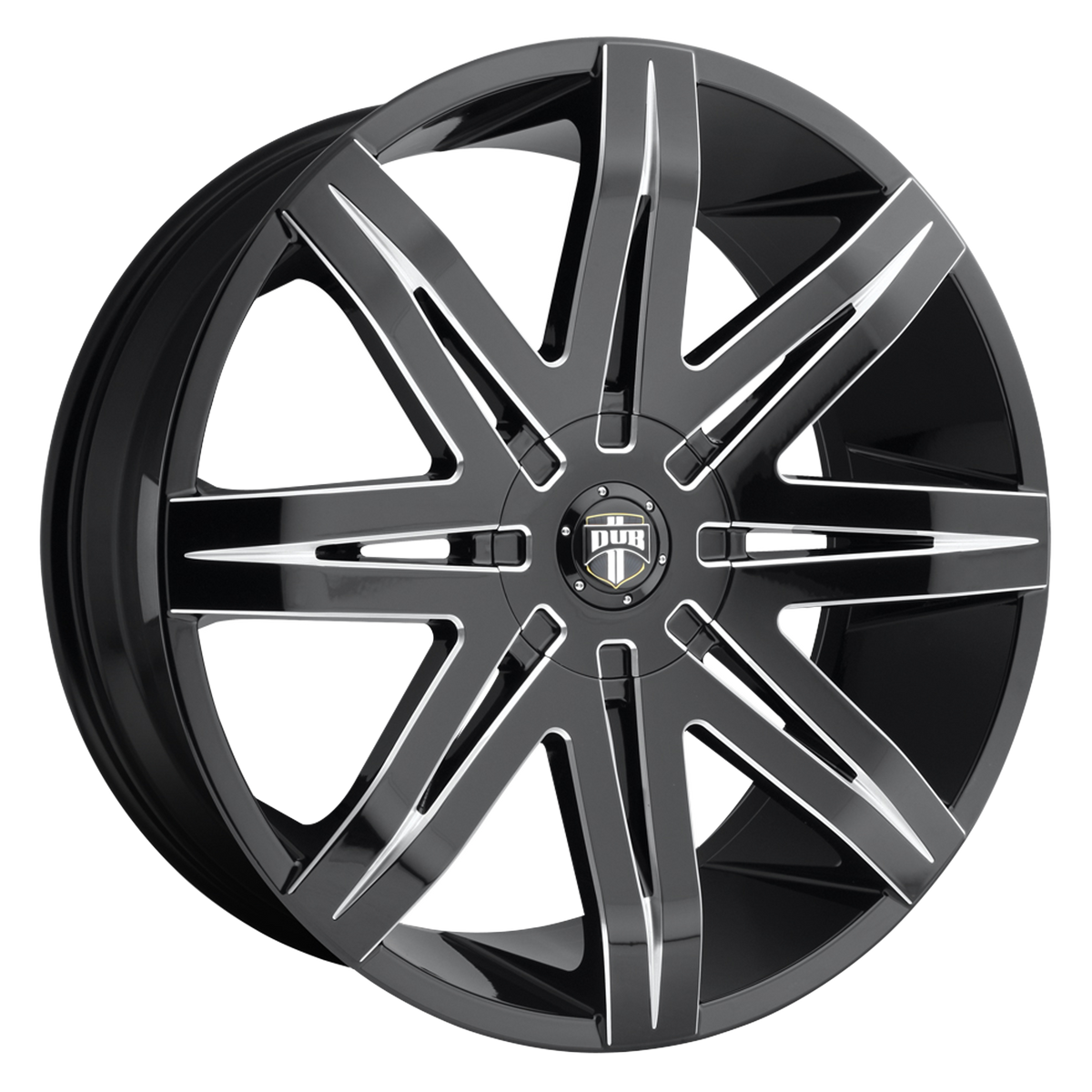 24x9.5 DUB S227 STACKS GLOSS BLACK MILLED Wheel BLANK (15mm)