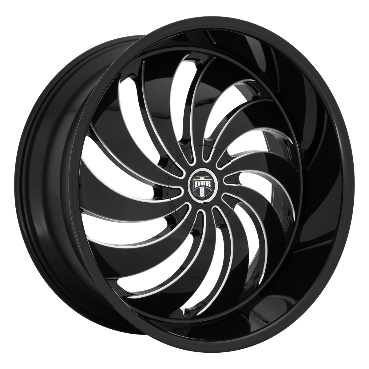 24x10 DUB S242 COJONES GLOSS BLACK MILLED Wheel BLANK (5mm)