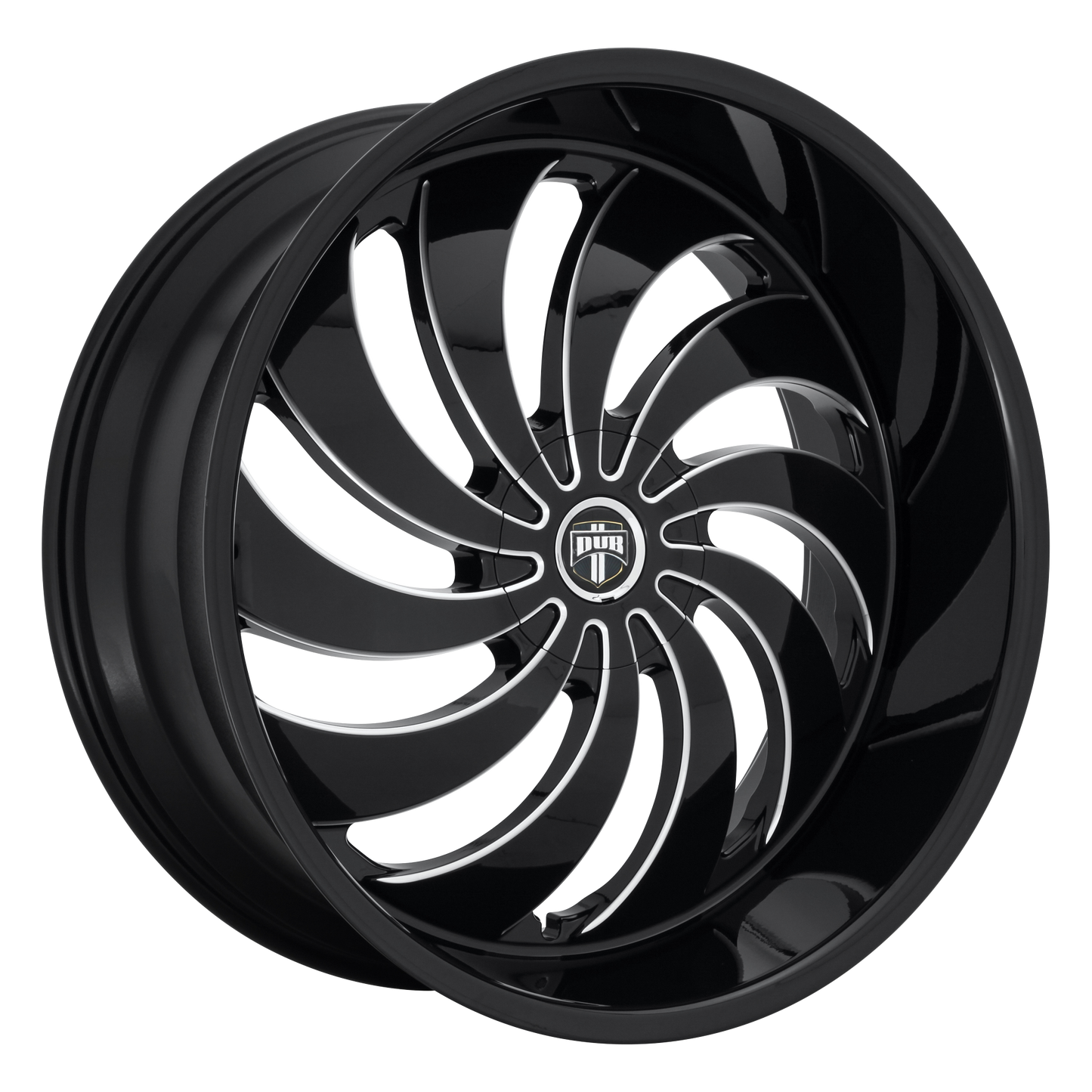 24x9 DUB S242 COJONES GLOSS BLK MILLED Wheel 5x115/5x120 (15mm)