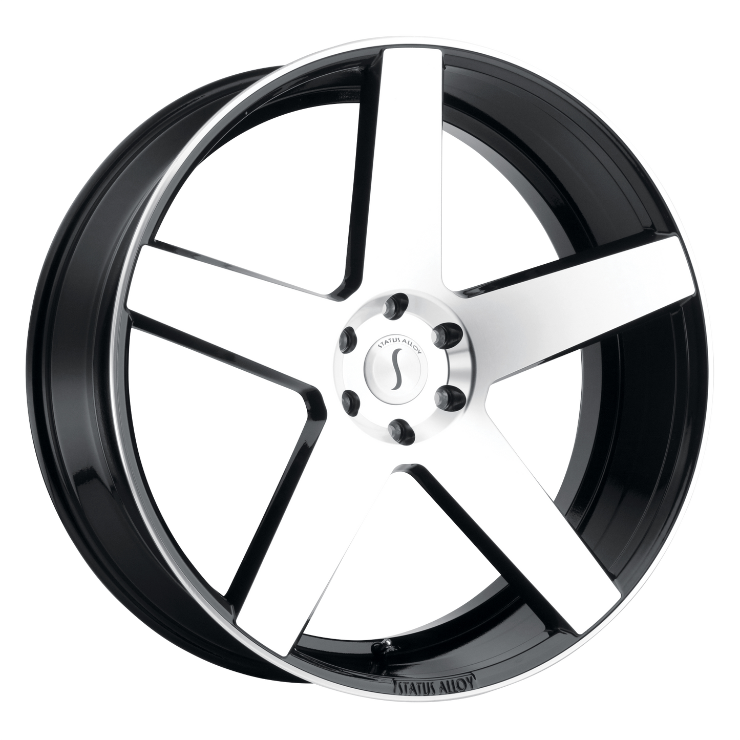22x9.5 Status EMPIRE GLOSS BLACK W/ MACHINED FACE Wheel 5x5 (30mm)