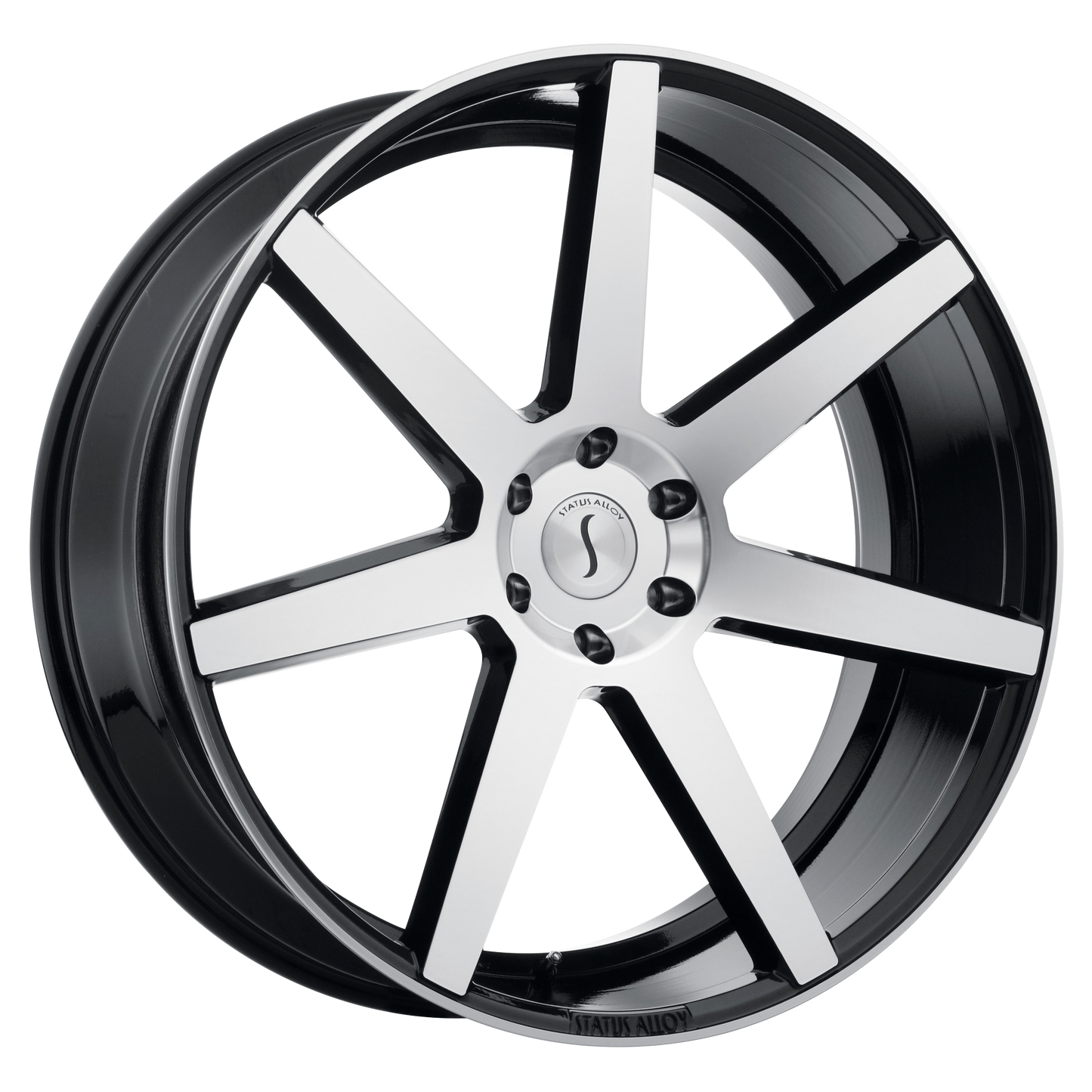 22x9.5 Status JOURNEY GLOSS BLACK W/ MACHINED FACE Wheel 5x115 (15mm)