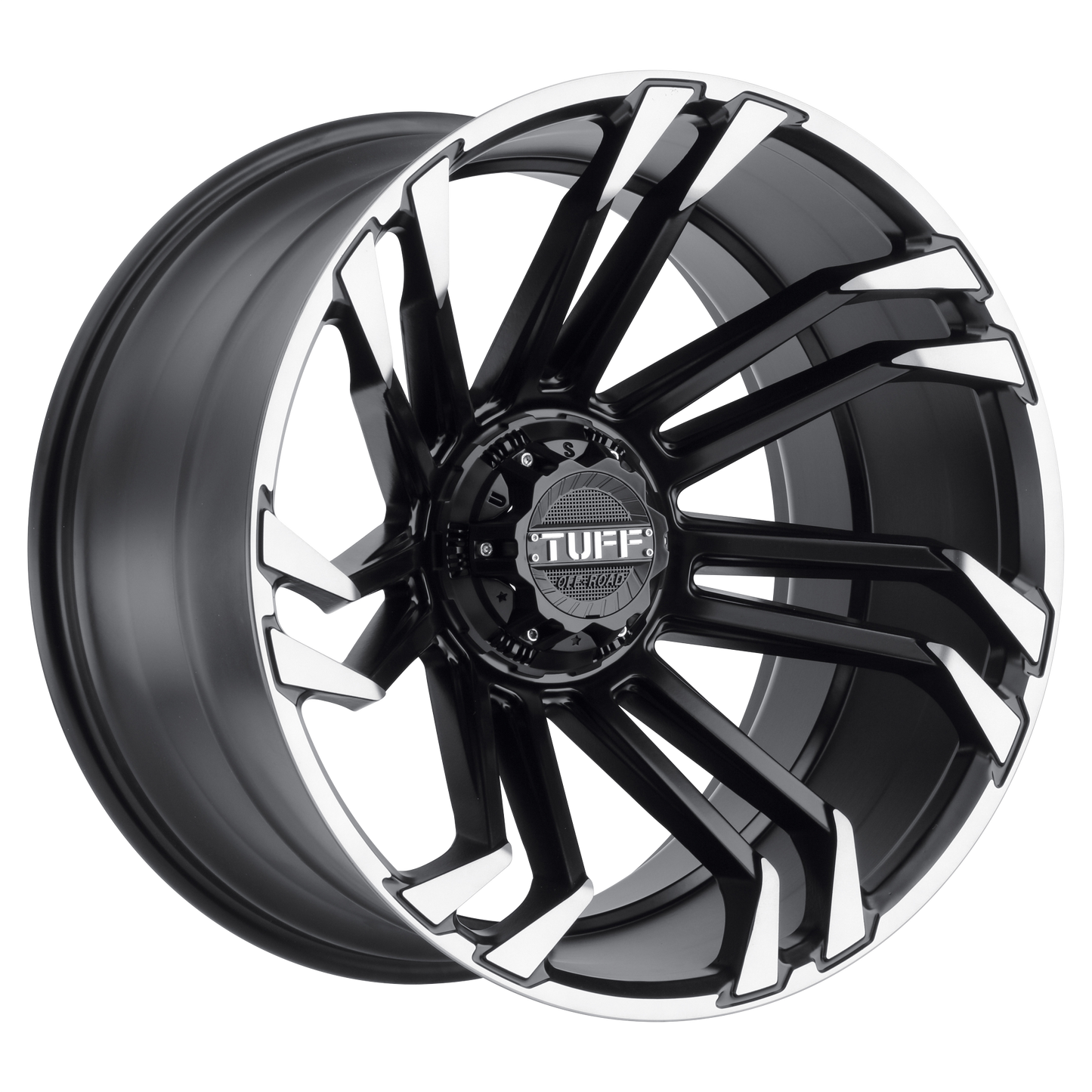 22x12 Tuff T21 MATTE BLACK W/ MACHINED FLANGE Wheel 5x5/5x5.5 (-45mm)