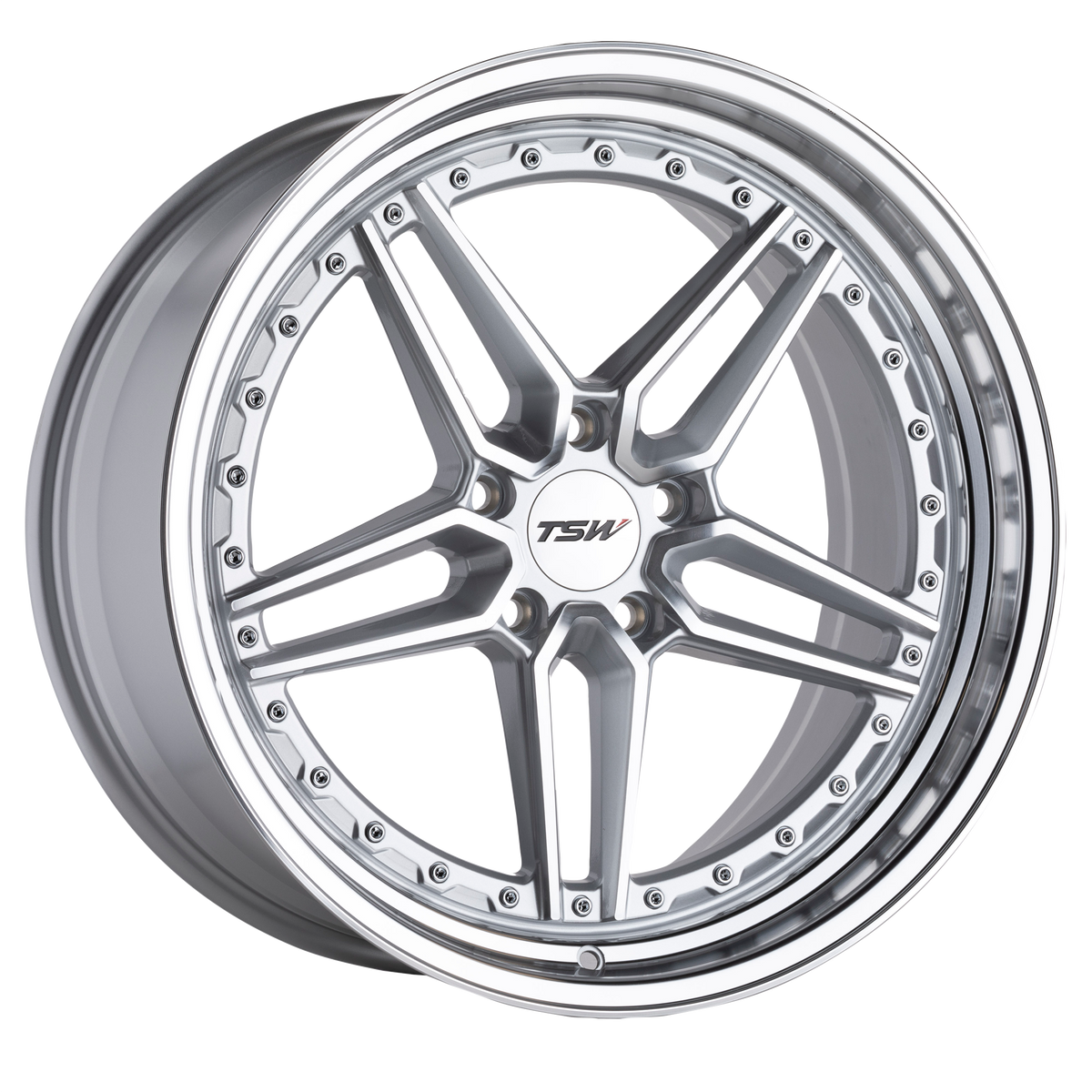 20x9 TSW ASCARI SILVER W/ MIRROR CUT FACE & LIP Wheel 5x112 (20mm)