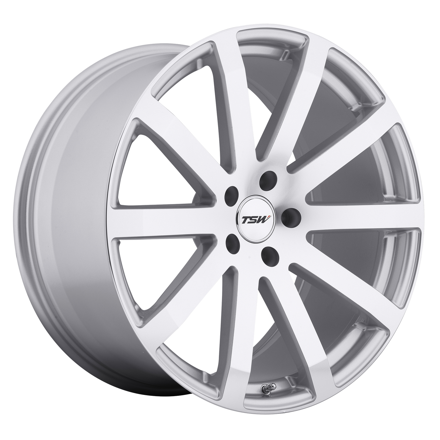18x9.5 TSW BROOKLANDS SILVER W/ MIRROR-CUT FACE Wheel 5x112 (35mm)