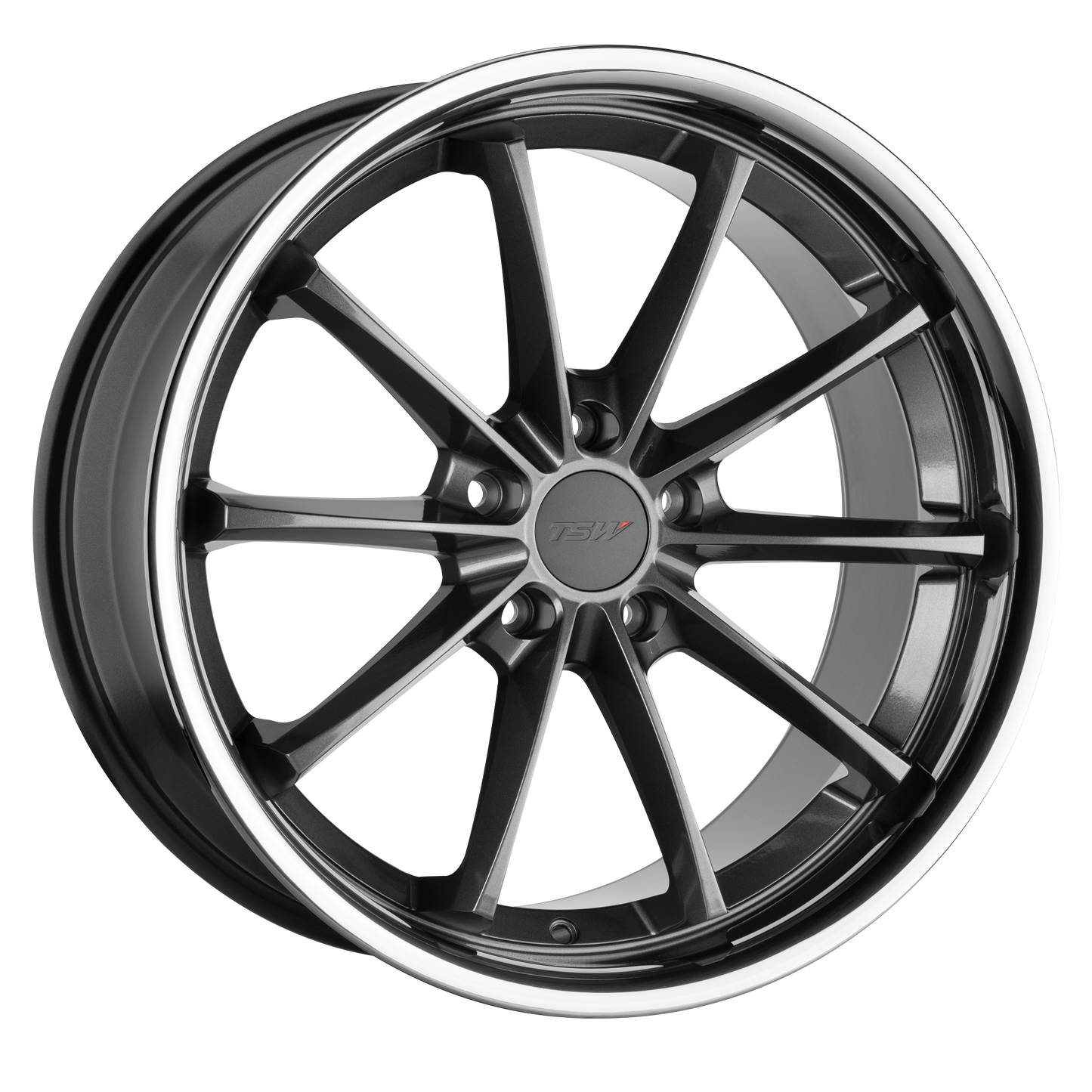 20x8.5 TSW SWEEP GLOSS GUNMETAL W/ STAINLESS LIP Wheel 5x4.5 (40mm)
