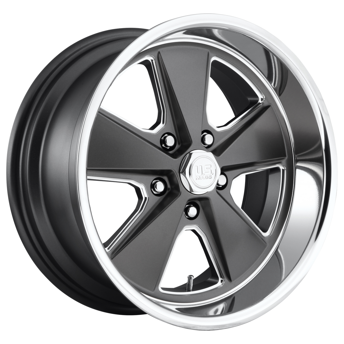 17x7 US Mags U120 ROADSTER MATTE GUN METAL MACHINED Wheel 5x4.75 (1mm)
