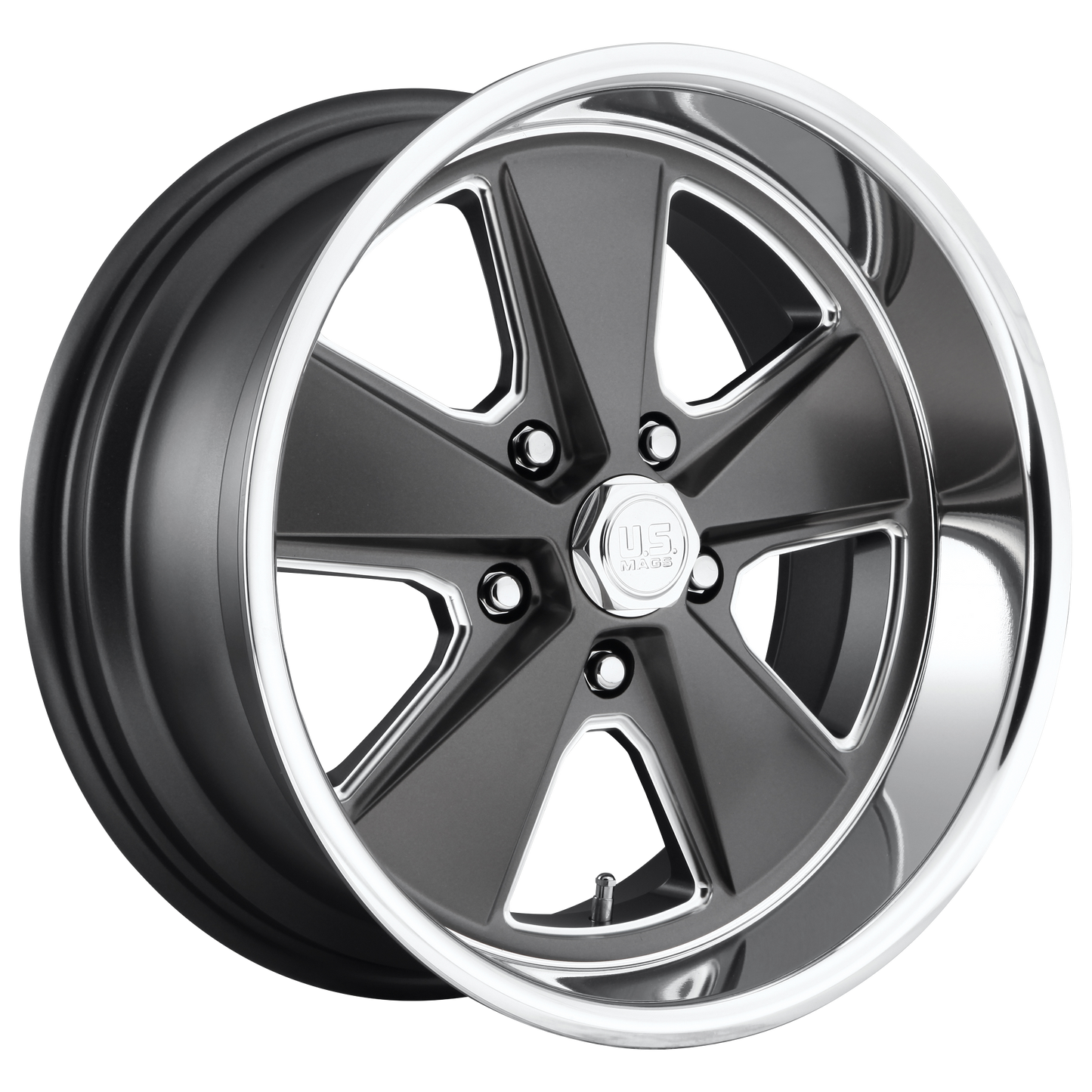 17x7 US Mags U120 ROADSTER MATTE GUN METAL MACHINED Wheel 5x4.5 (1mm)