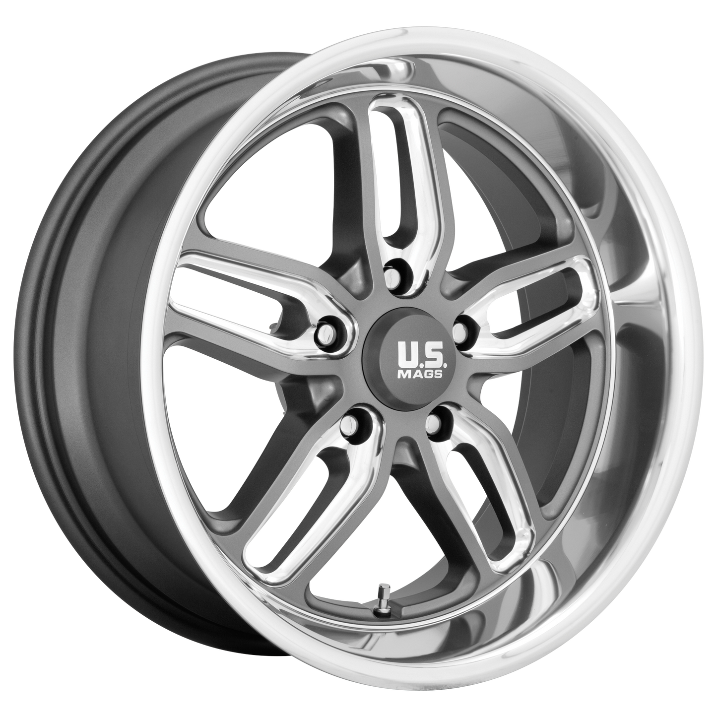 18x8 US Mags U129 CTEN MATTE GUN METAL MILLED Wheel 5x5 (1mm)