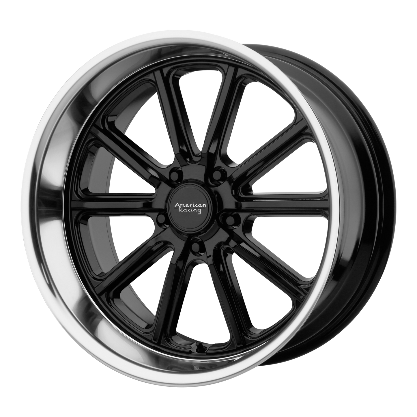 18x9.5 American Racing VN507 RODDER Gloss Black Dmnd Cut Lip Wheel 5x4.5 (0mm)