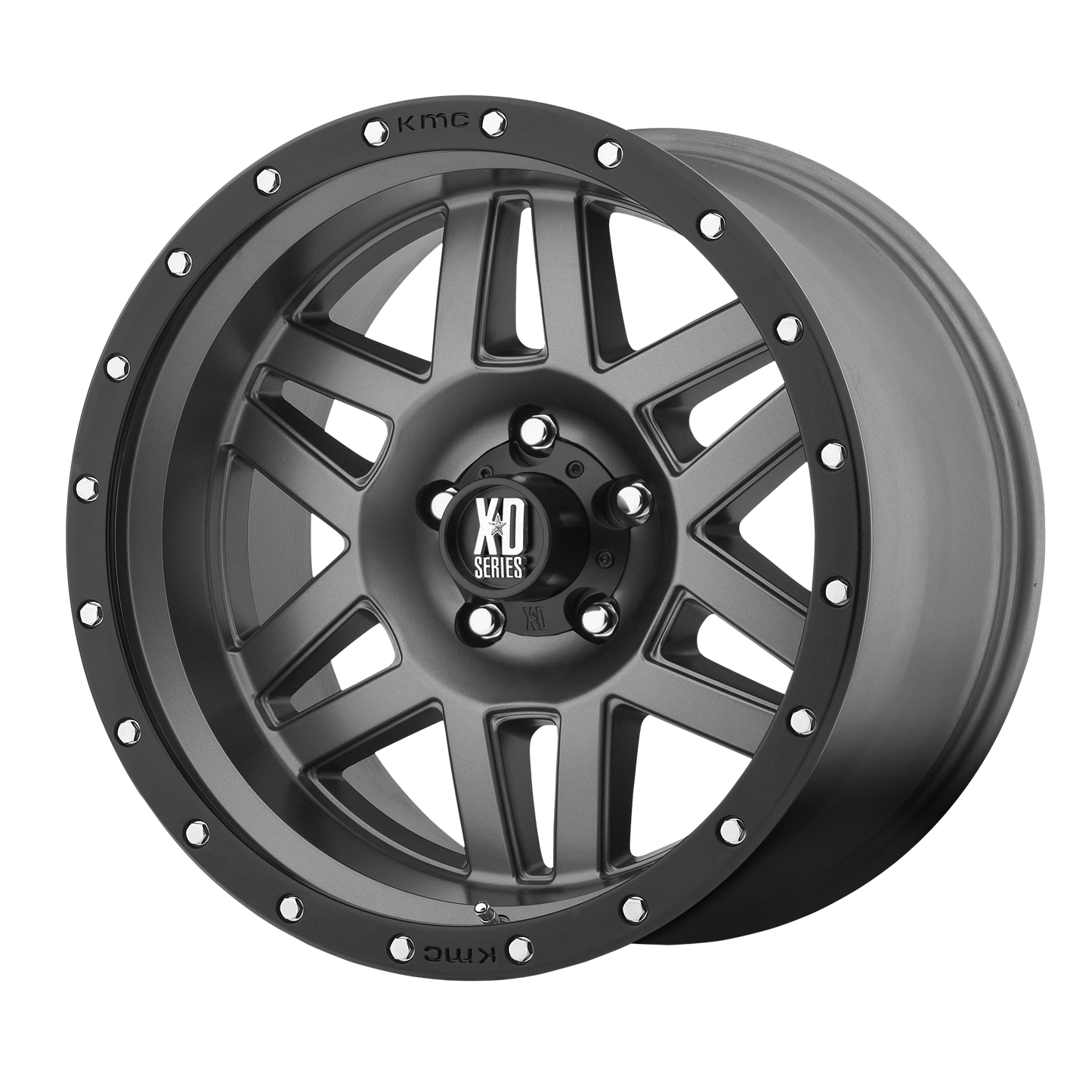 18x8.5 XD128 Machete Matte Gray W Black Ring Wheel 5x120 (34mm)