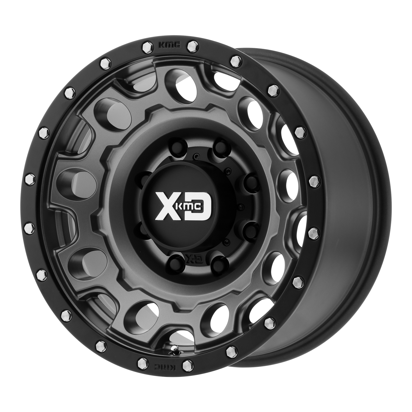 18x9 XD XD129 HOLESHOT Matte Gray W Black Reinforcing Ring Wheel 5x150 (25mm)