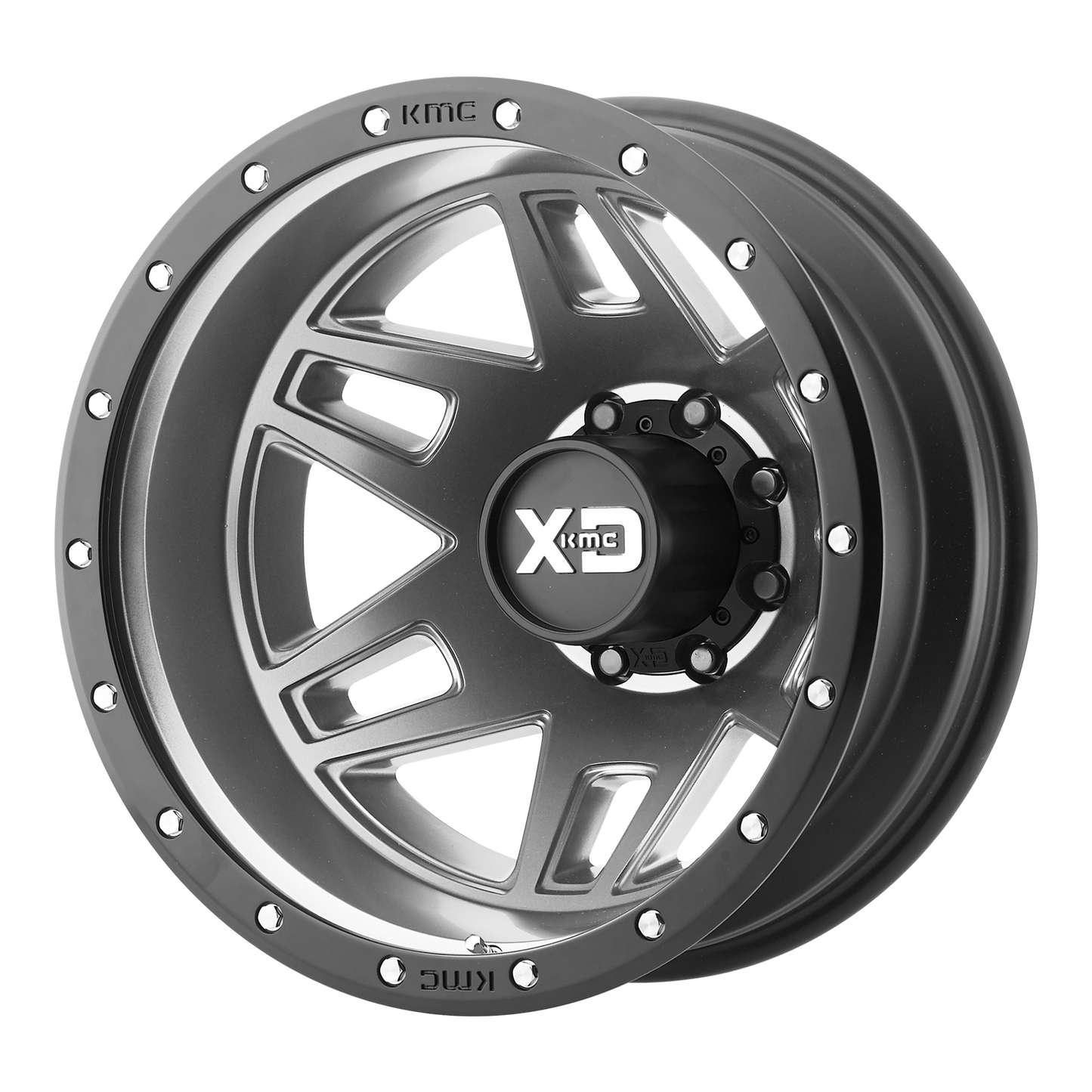 20x7.5 XD XD130 MACHETE DUALLY Rear Matte Gray Black Ring Wheel 8X6.5 (-152mm)