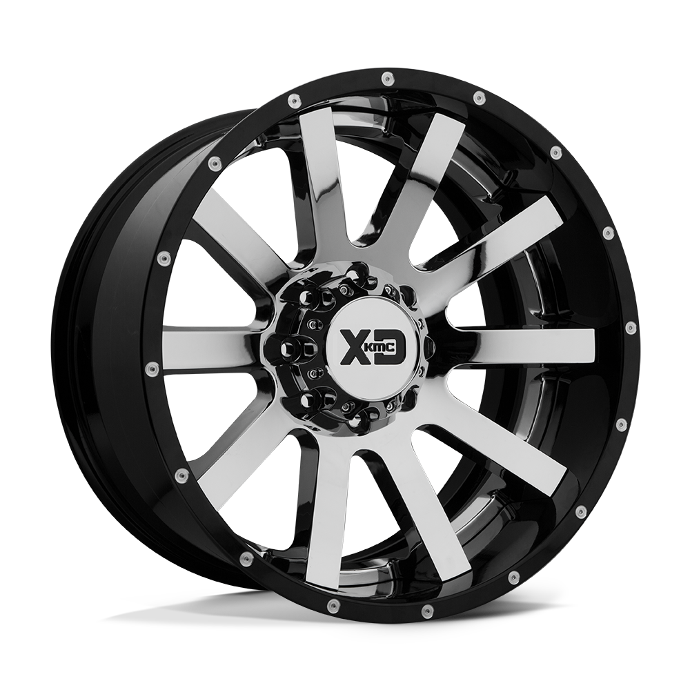20x10 XD XD200 HEIST Chrome Center Gloss Black Milled Lip Wheel 8X6.5 (-18mm)