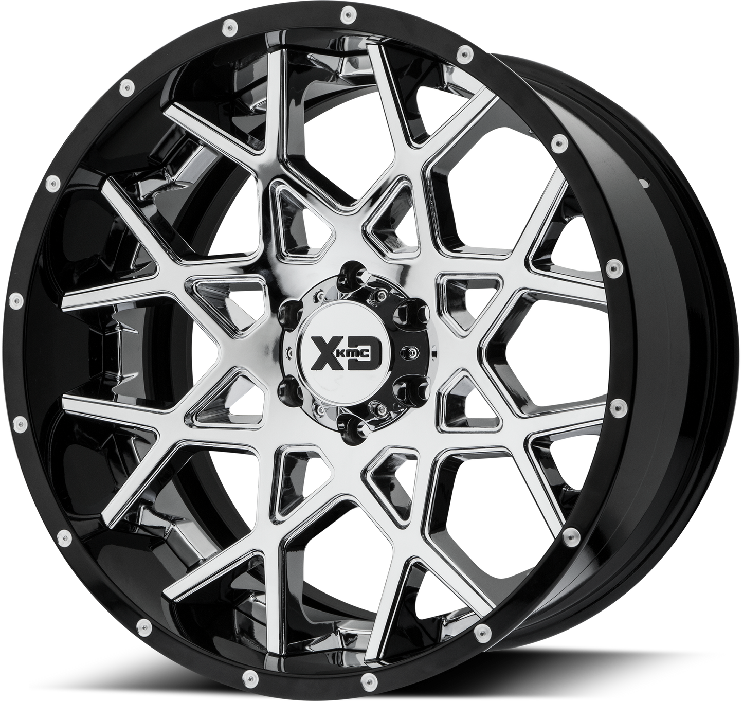 22x12 XD Series XD203 Chrome W/Black Lip Wheel 8x180 (-44mm)
