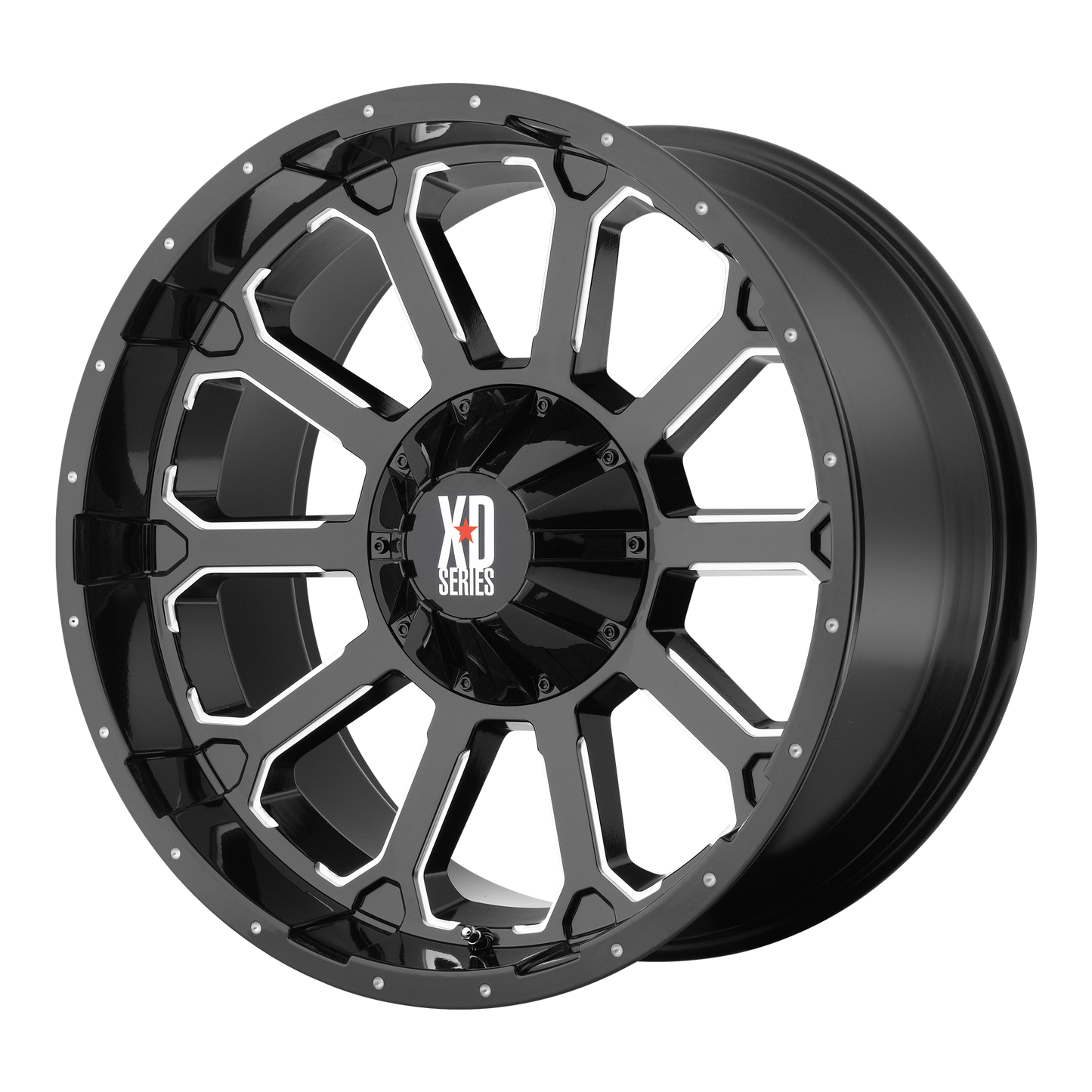 22x12 XD XD806 BOMB Gloss Black With Milled Accents Wheel BLANK (-44mm)