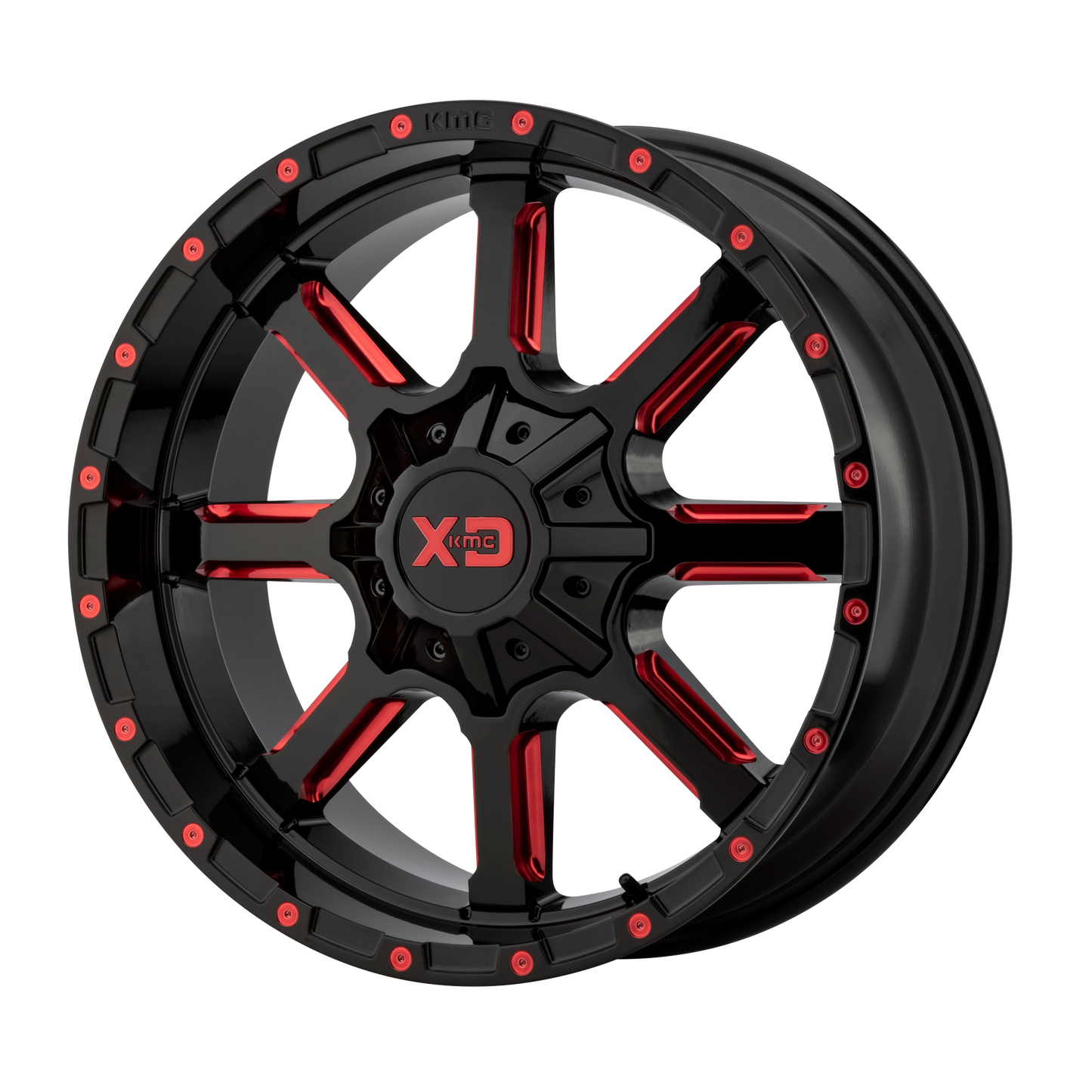 20x9 XD XD838 MAMMOTH Gloss Black Milled W/ Red Tint Wheel 8x170 (0mm)